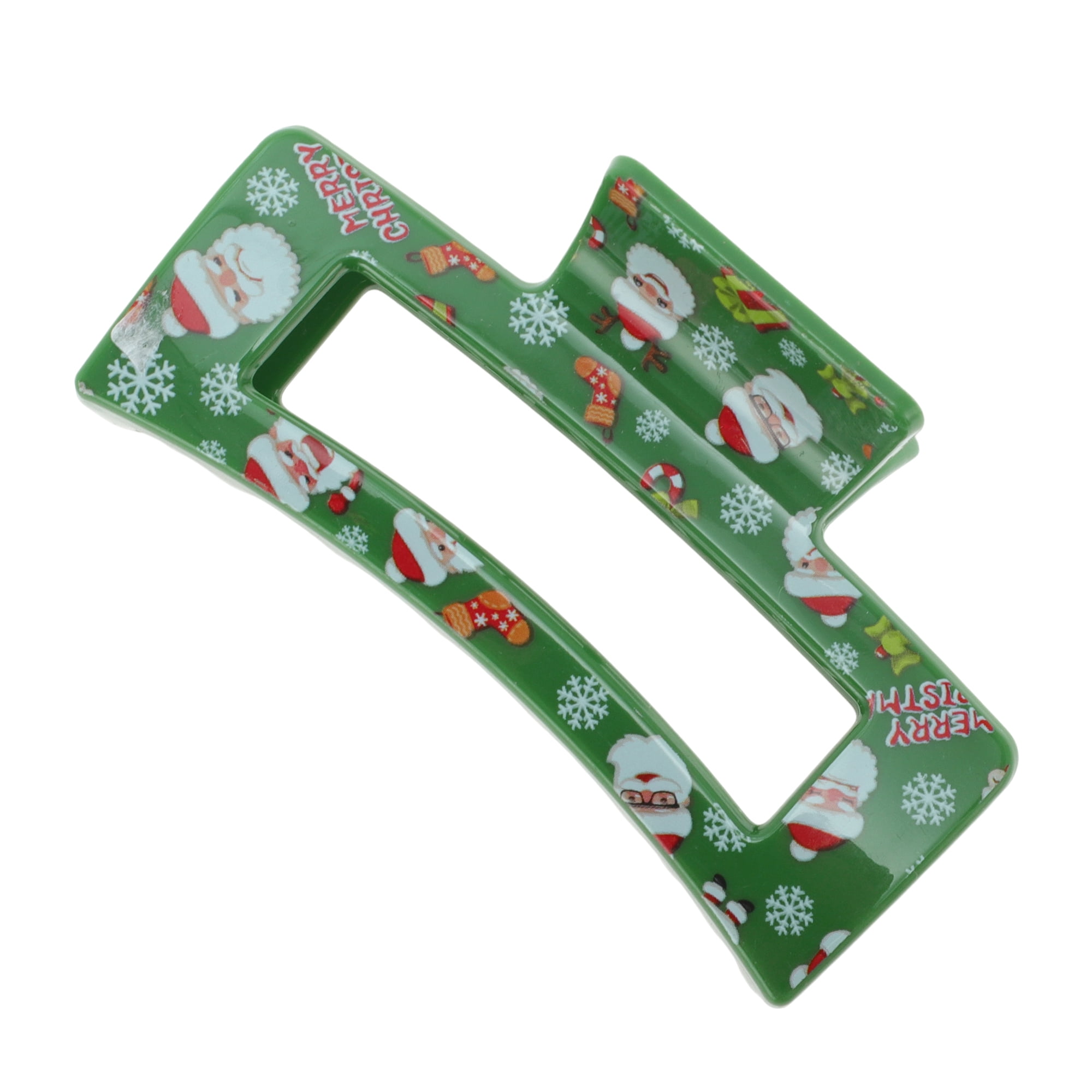 Unique Bargains Square Santa Claus Hair Clips 3.35"x1.77"x1.57" Green 1 Pc