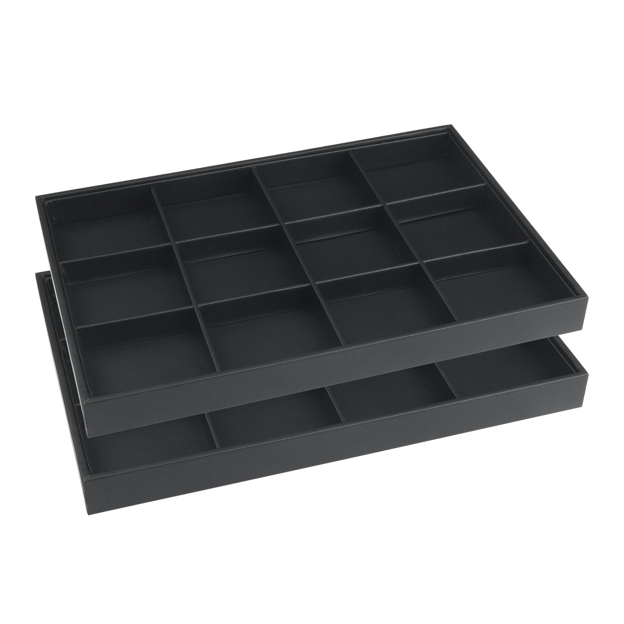 Unique Bargains  Stackable Jewelry Organizer Trays with Removable Dividers Black-12 Grid Tray