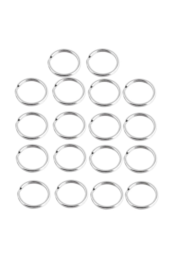 Stainless Steel 16mm OD Round Split Key Ring Fishing Lure Silver Tone 22 Pcs