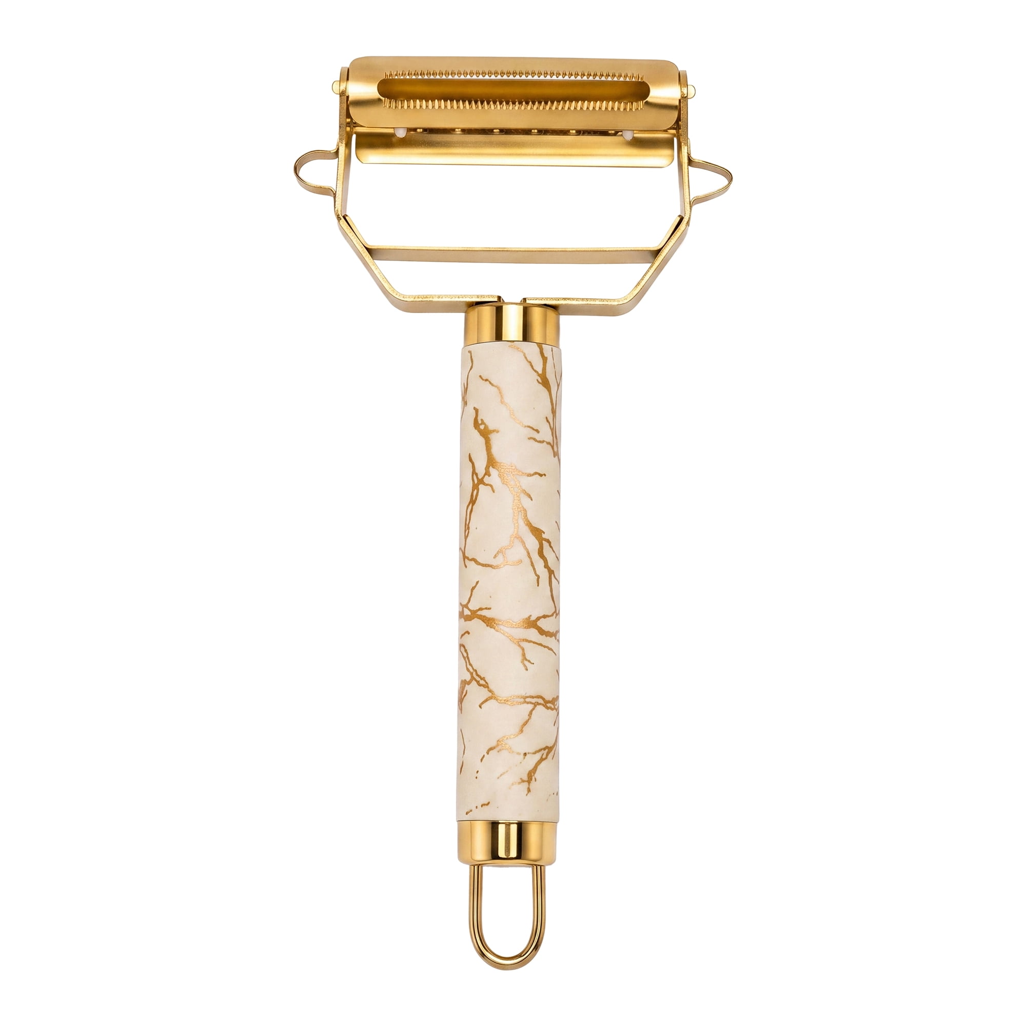 Unique Bargains Stainless Steel 3 in 1 Vegetable Peeler with Handle Gold 6.9x3.1 inch