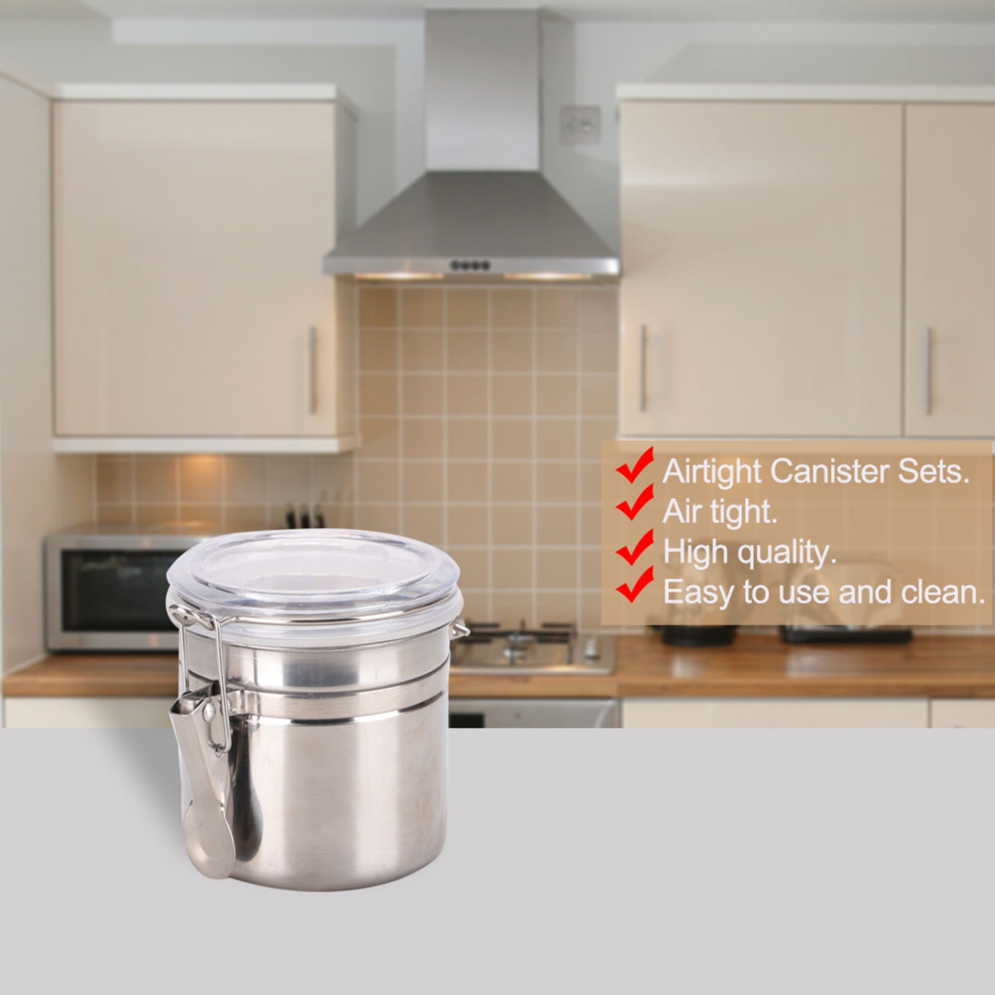 Unique Bargains Stainless Steel Airtight Canister Food Bins Container