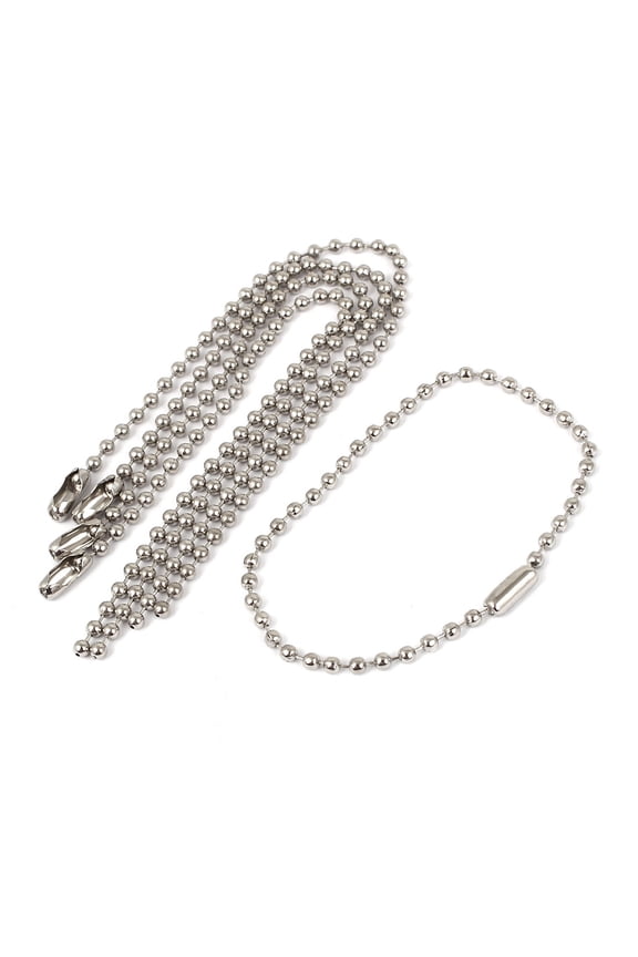 Stainless Steel Beaded Keychain Ball Chain Silver Tone 2.4mm x 155mm 5pcs