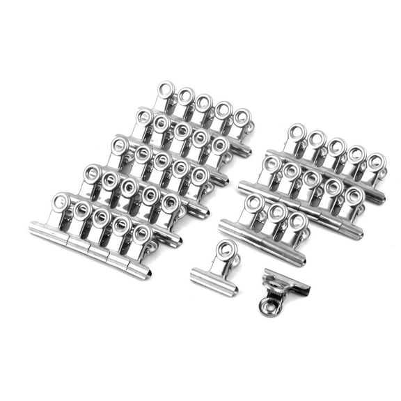 Unique BargainsOffice Stainless Steel Spring Paper Ticket File Binder Clips Clamps 40pcs