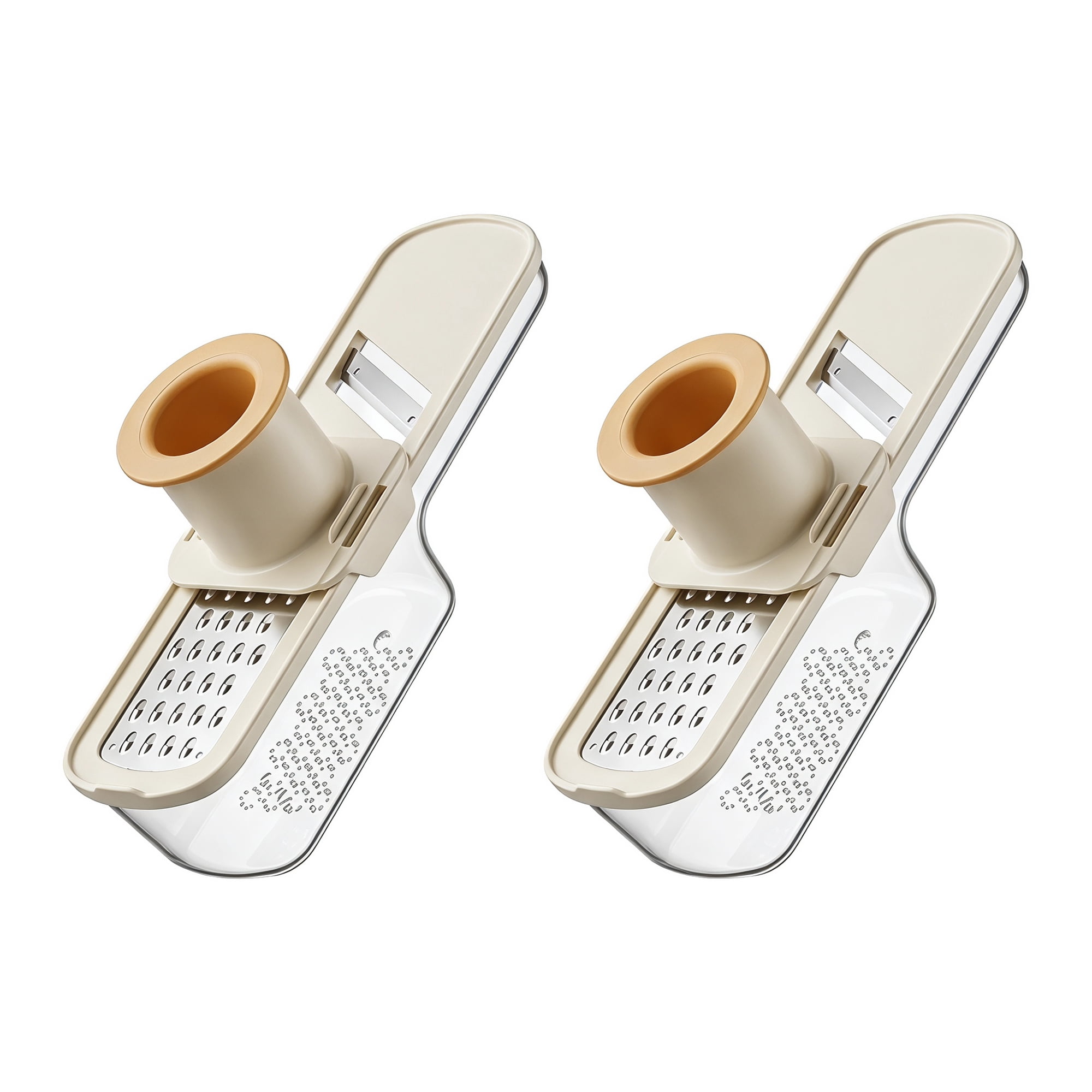Unique Bargains Stainless Steel Blades 3-in-1 Cutter Slices, Chops and Grates Beige 2 pcs