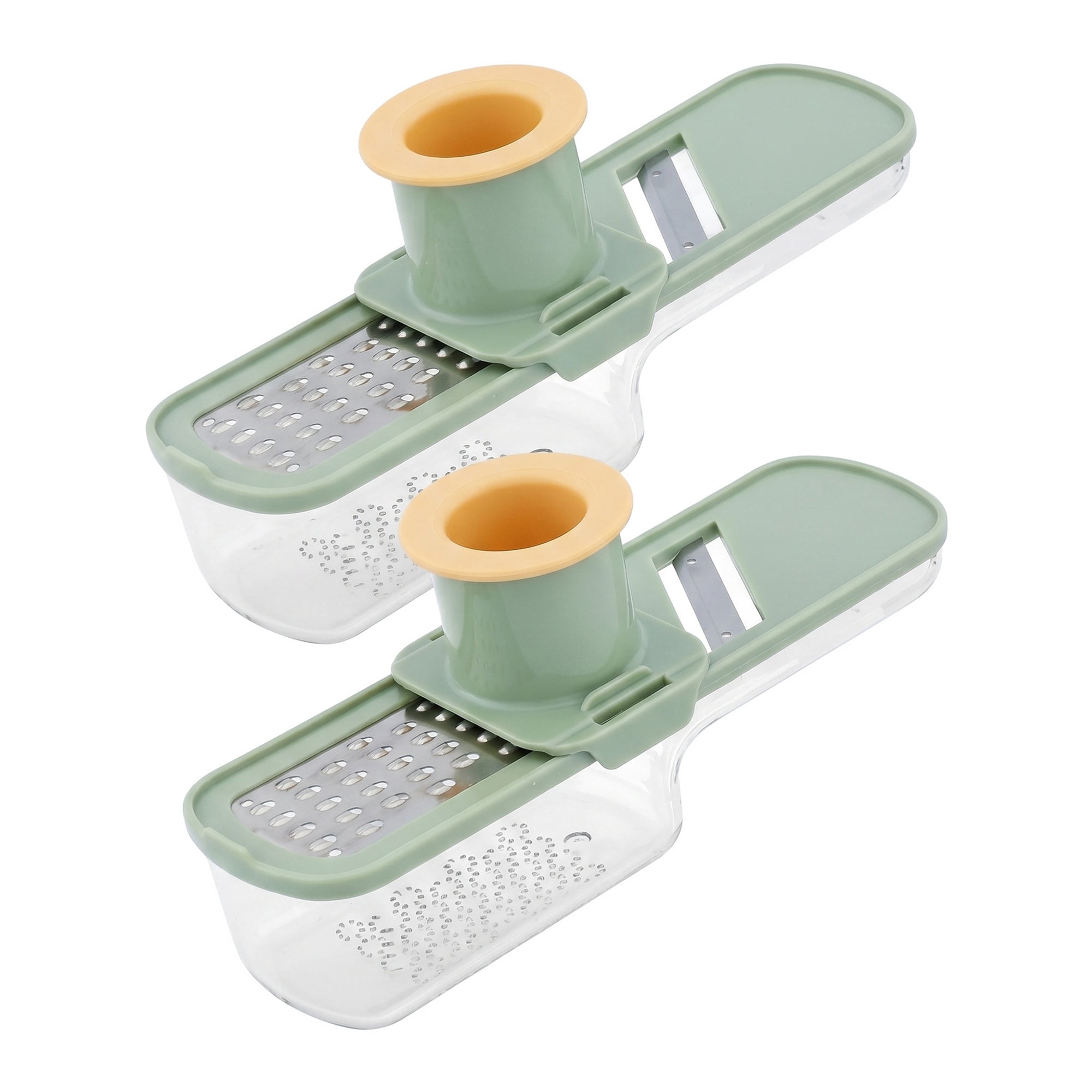 Unique Bargains Stainless Steel Blades 3-in-1 Cutter Slices, Chops and Grates Green 2 pcs
