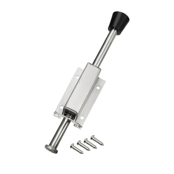 Unique Bargains Stainless Steel Brushed Easy-Step Door Stop Spring Loaded Lock 200mm Length