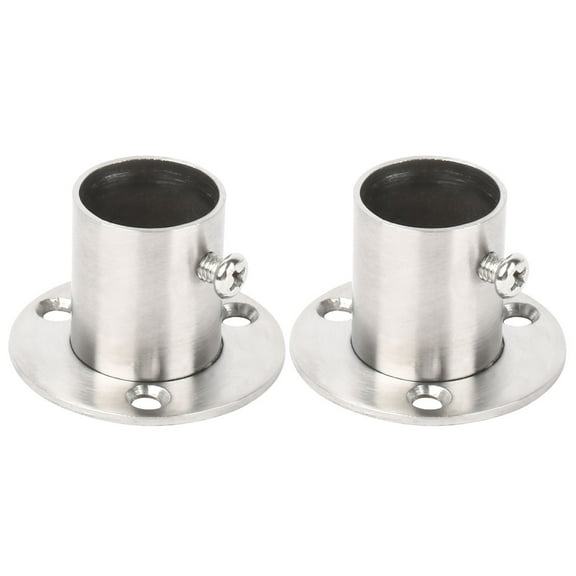 Unique Bargains Stainless Steel Cabinet Closet Rod Bracket Holder Flange Socket 22mm Dia 2 Pcs