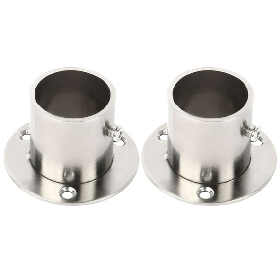 Unique Bargains Stainless Steel Cabinet Closet Rod Bracket Holder Flange Socket 32mm Dia 2 Pcs