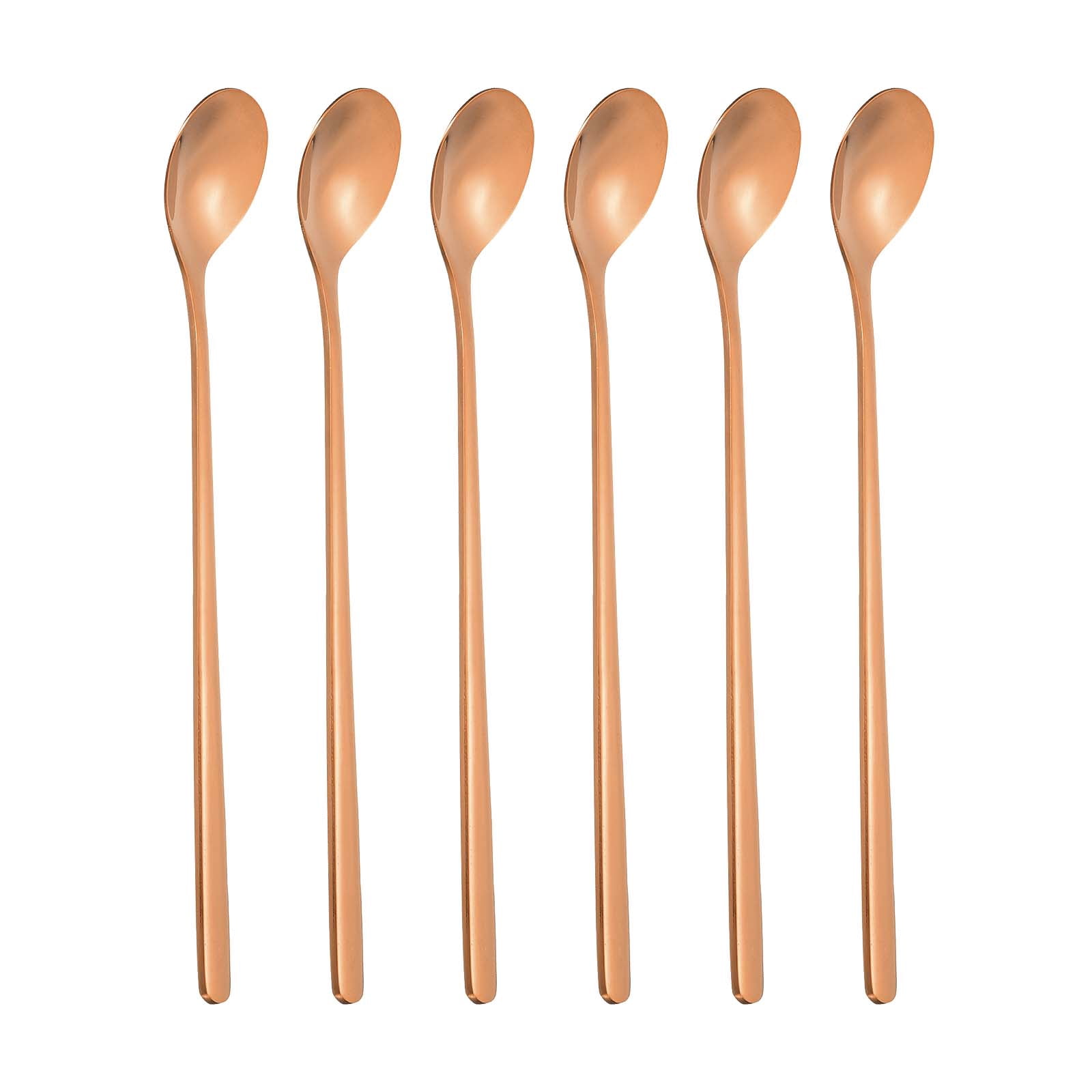 Unique Bargains Stainless Steel Cocktail Stirring Long Handle Spoon for Drink Rose Gold