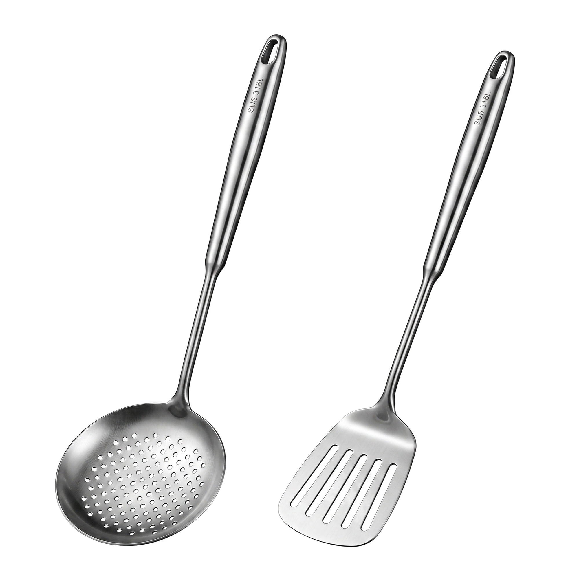 Unique Bargains Stainless Steel Cooking Utensil Set for Home and Cooking Silver E 2pcs