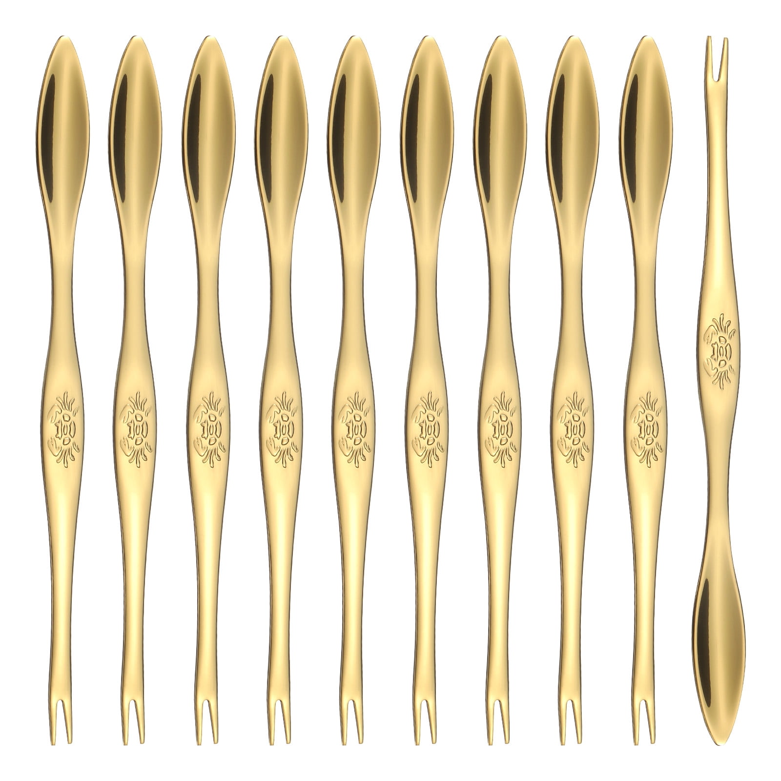 Unique Bargains Stainless Steel Crab Forks Seafood Legs Cracker Utensils Gold