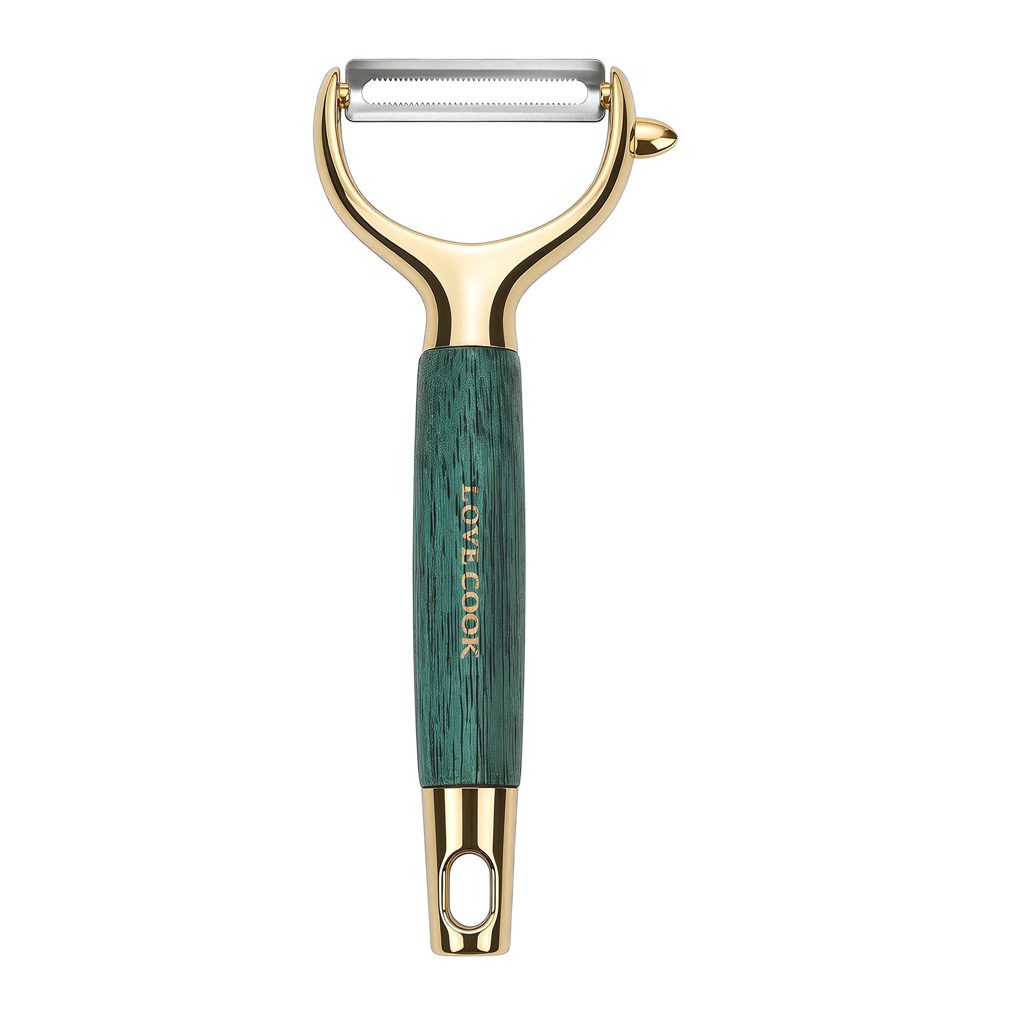Unique Bargains Stainless Steel Ergonomic Peeler with Hang Handle Gold-1 6.6" x 2.8"