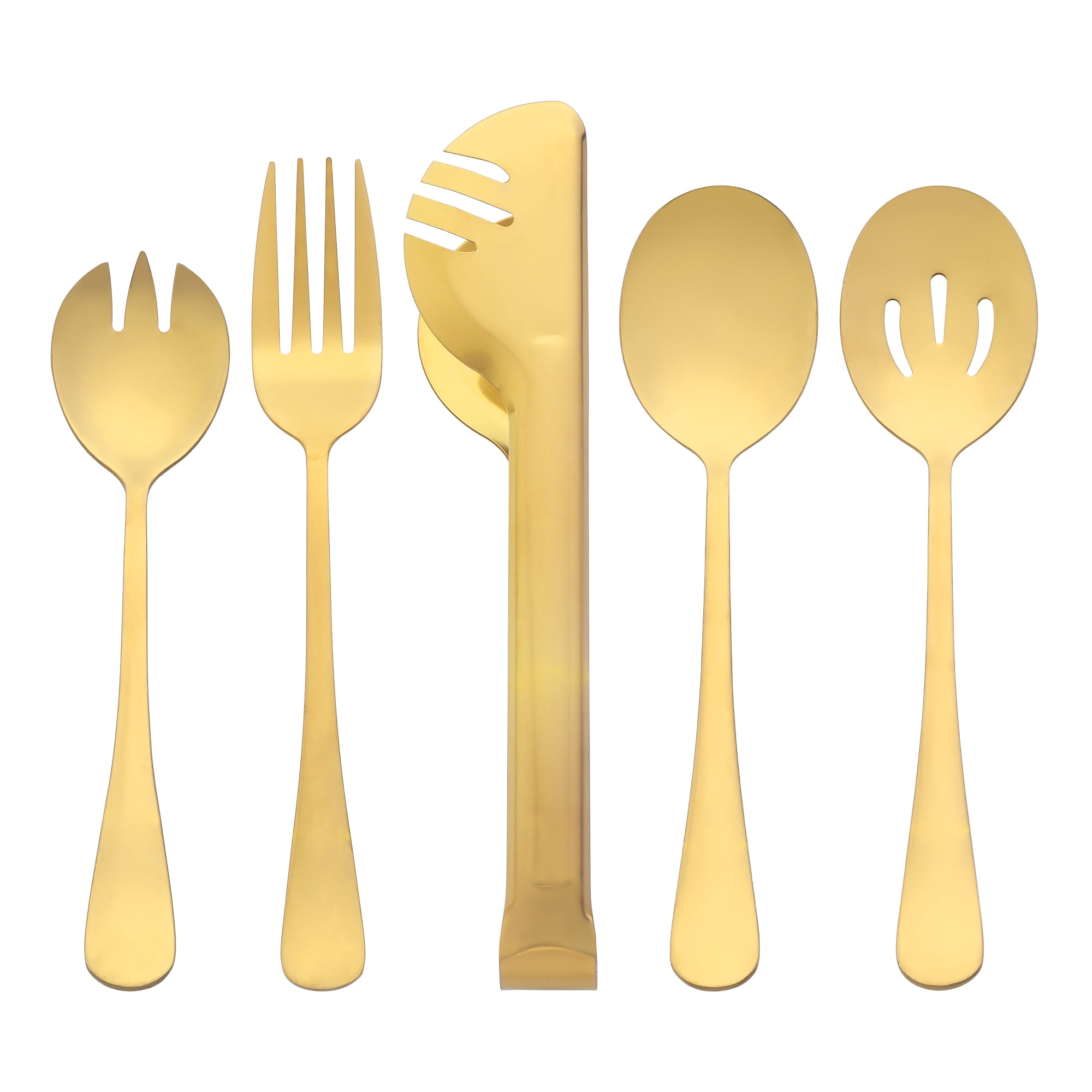 Unique Bargains Stainless Steel Flatware Cutlery Set for Kitchen Gold 10 Pcs