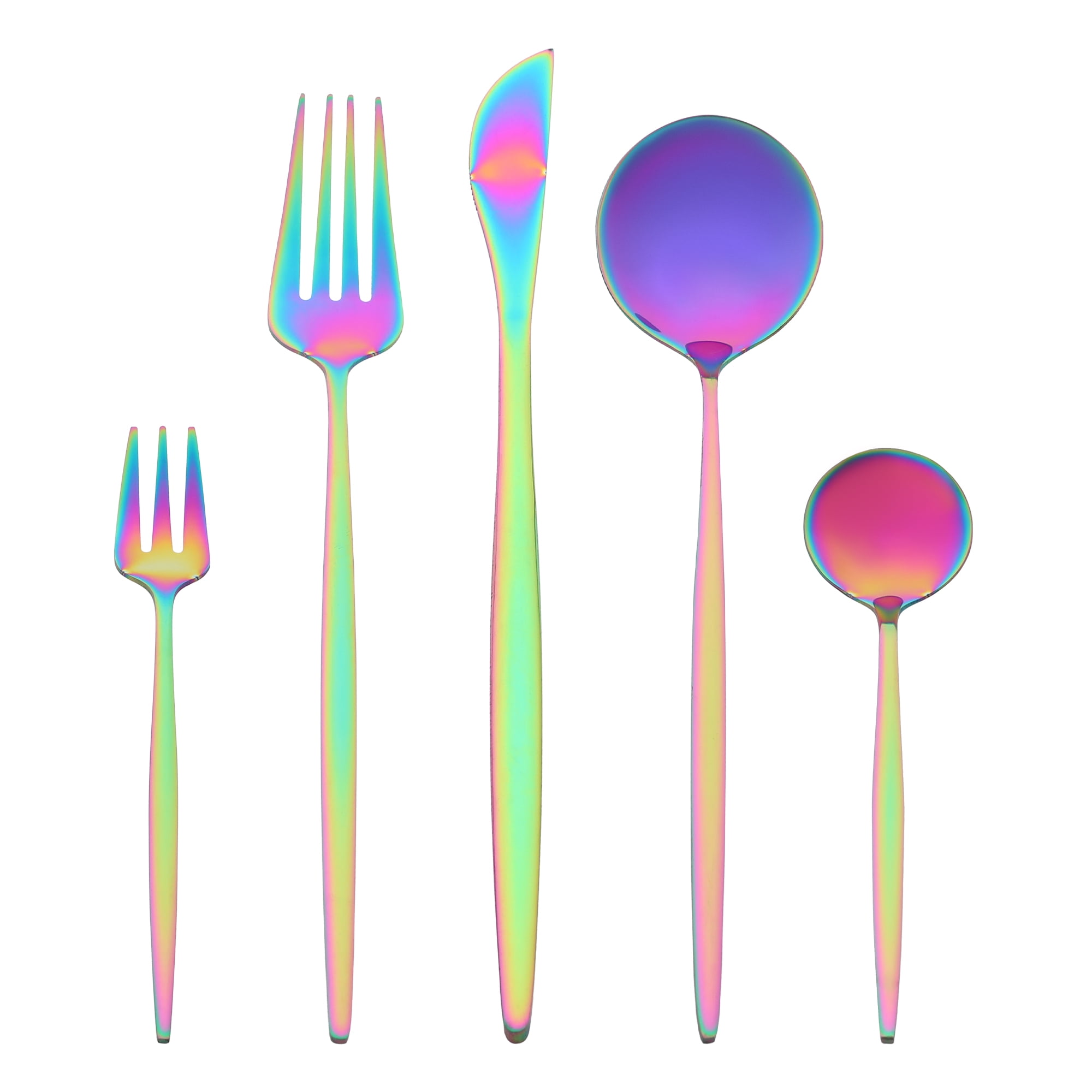 Unique Bargains Stainless Steel Flatware Set Colorful 5 Pcs