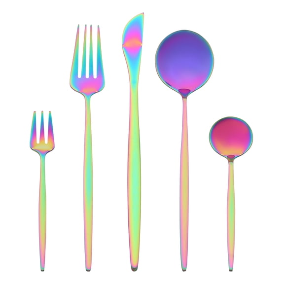 Unique Bargains Stainless Steel Flatware Set Colorful 5 Pcs