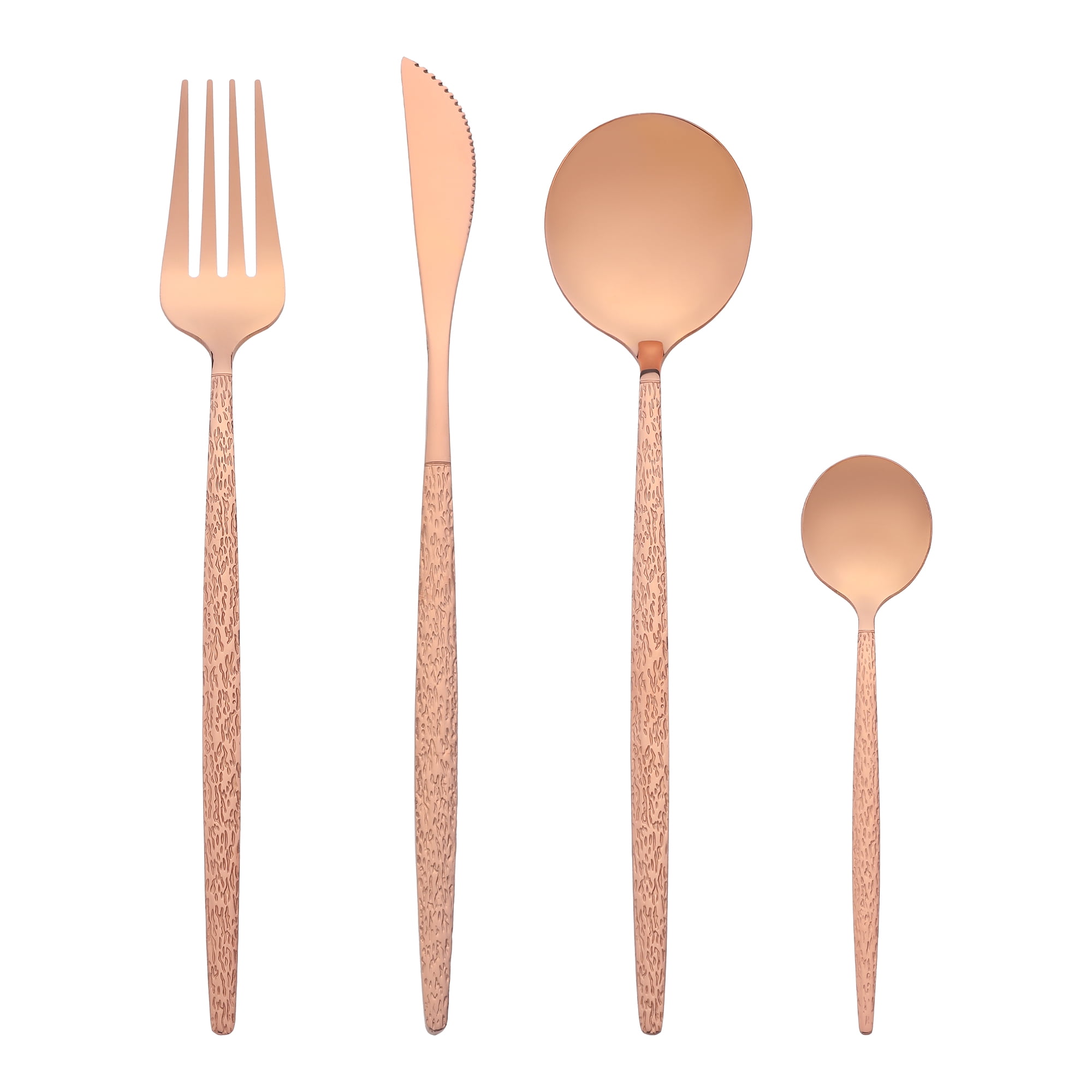 Unique Bargains Stainless Steel Flatware Set Rose Gold 24 Pcs