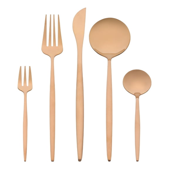 Unique Bargains Stainless Steel Flatware Set Rose Gold 5 Pcs