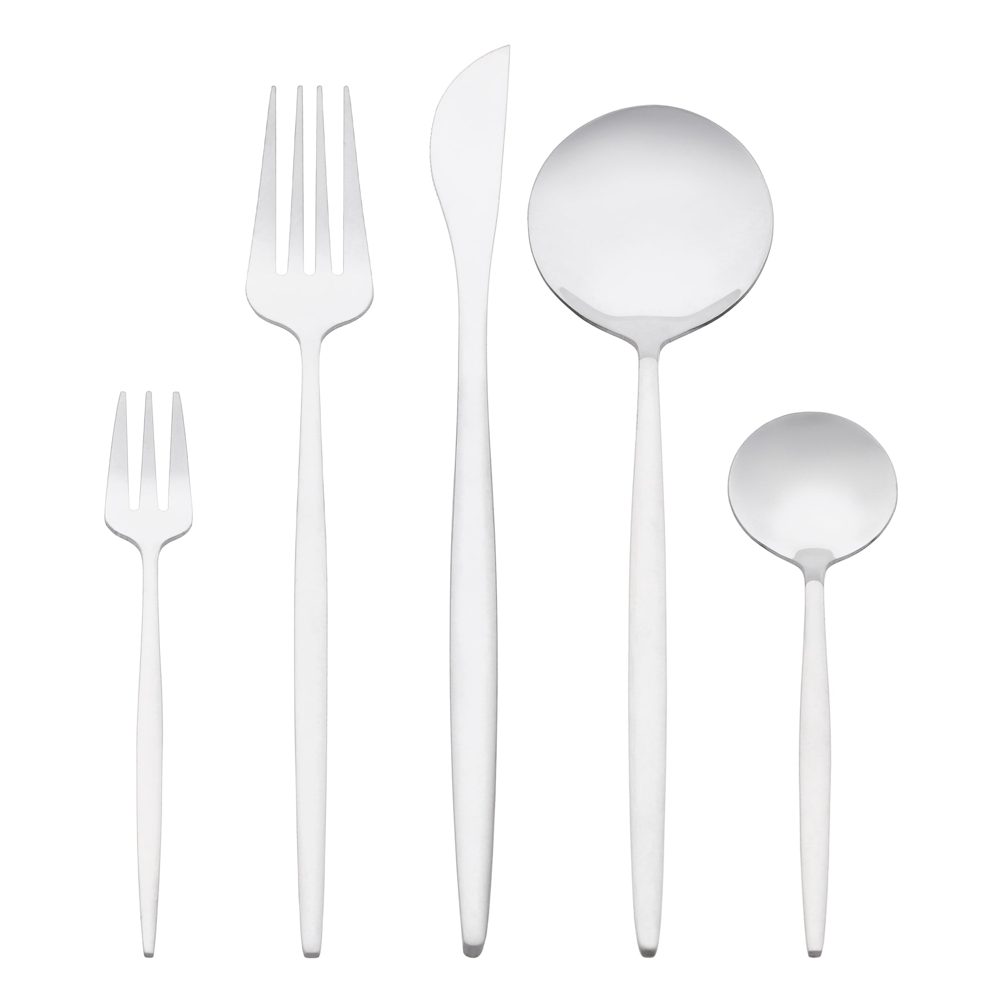 Unique Bargains Stainless Steel Flatware Set Silver 5 Pcs