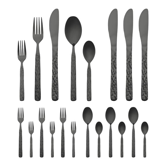 Unique Bargains Stainless Steel Flatware Set for Multiple Use Black 20pcs