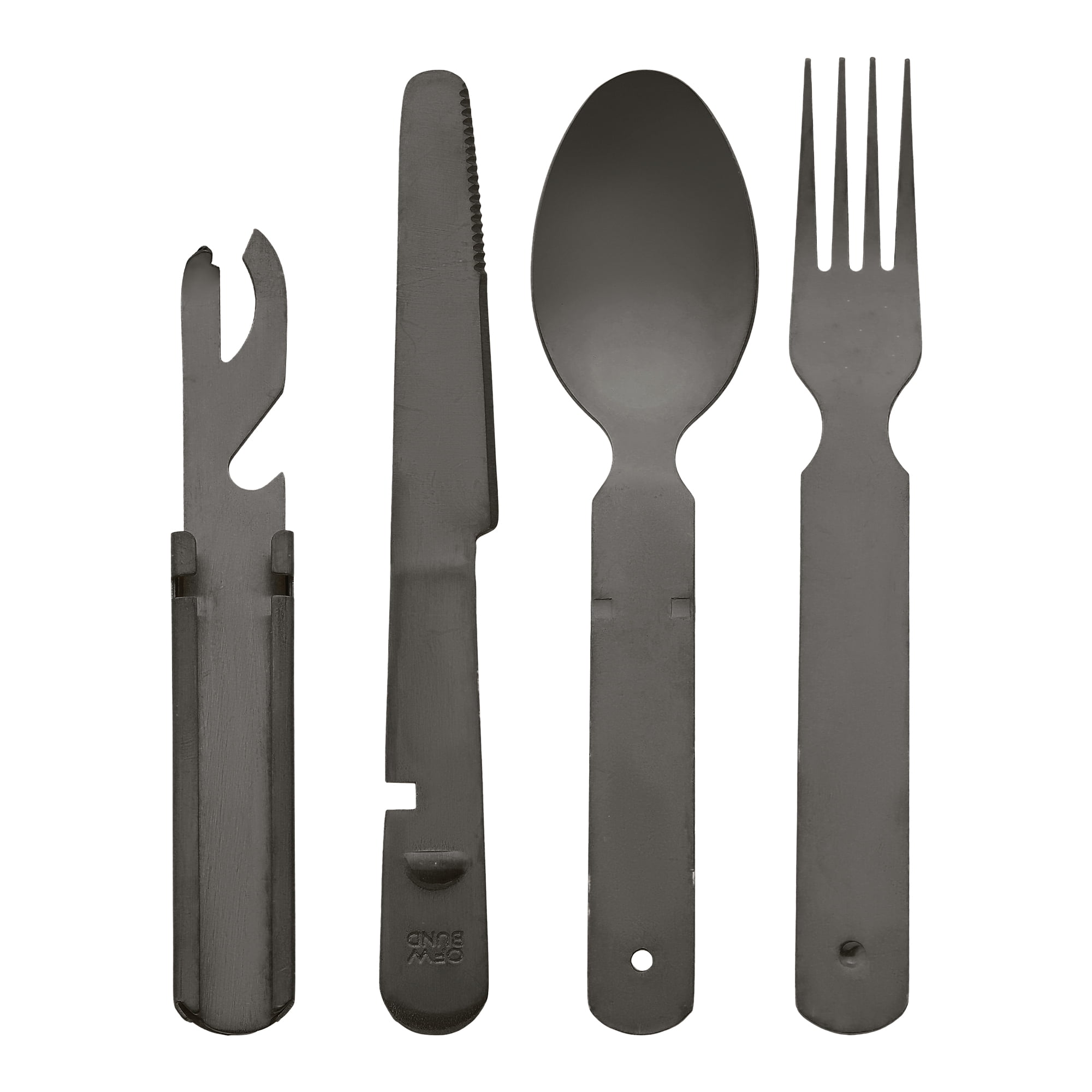 Unique Bargains Stainless Steel Flatware Set with Forks and Spoons Black 4 Pcs