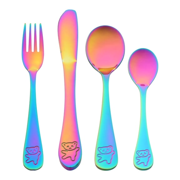 Unique Bargains Stainless Steel Flatware Set with Knife Colorful 4 Pcs