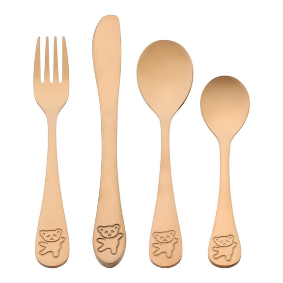 Unique Bargains Stainless Steel Flatware Set with Knife Rose Gold 4 Pcs