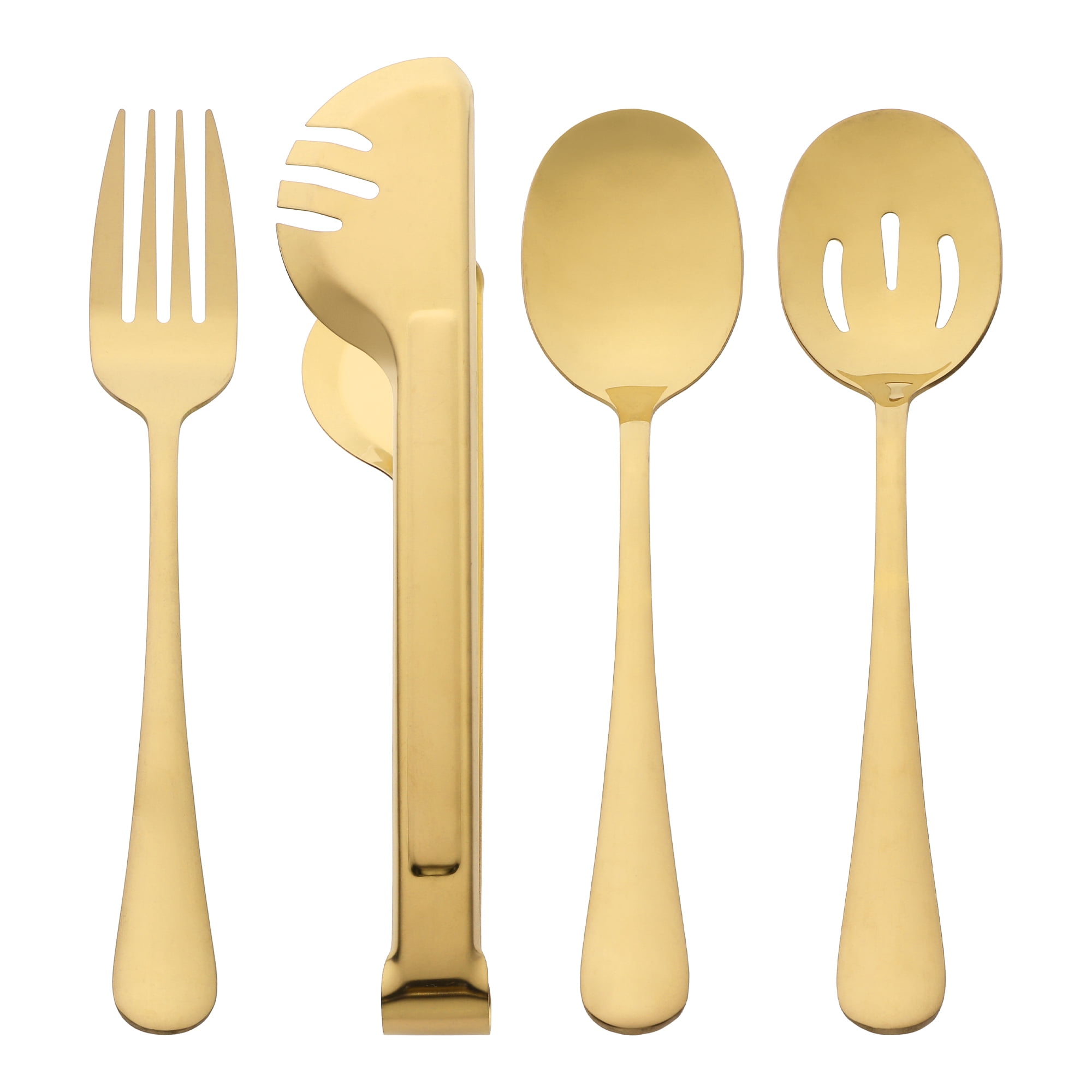 Unique Bargains Stainless Steel Flatware Set with Spoons and Forks Gold 8 Pcs
