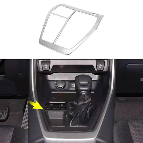 Unique Bargains Stainless Steel Gear Shift Knob Button Cover for Toyota RAV4 2019-2025 Console Gear Panel Decal Trim Sticker Interior Accessories Matte Silver Tone