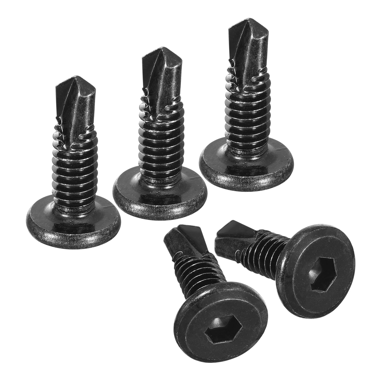 Unique Bargains Stainless Steel Hex Socket Self Tapping Screws Black 50Pcs 1/4 x 3/4"
