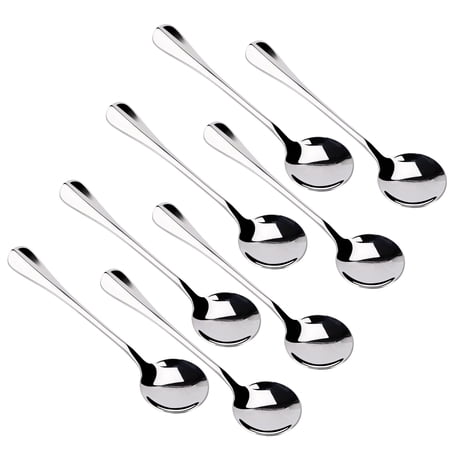 Unique Bargains Stainless Steel Household Kitchen Tableware Spoon 8pcs