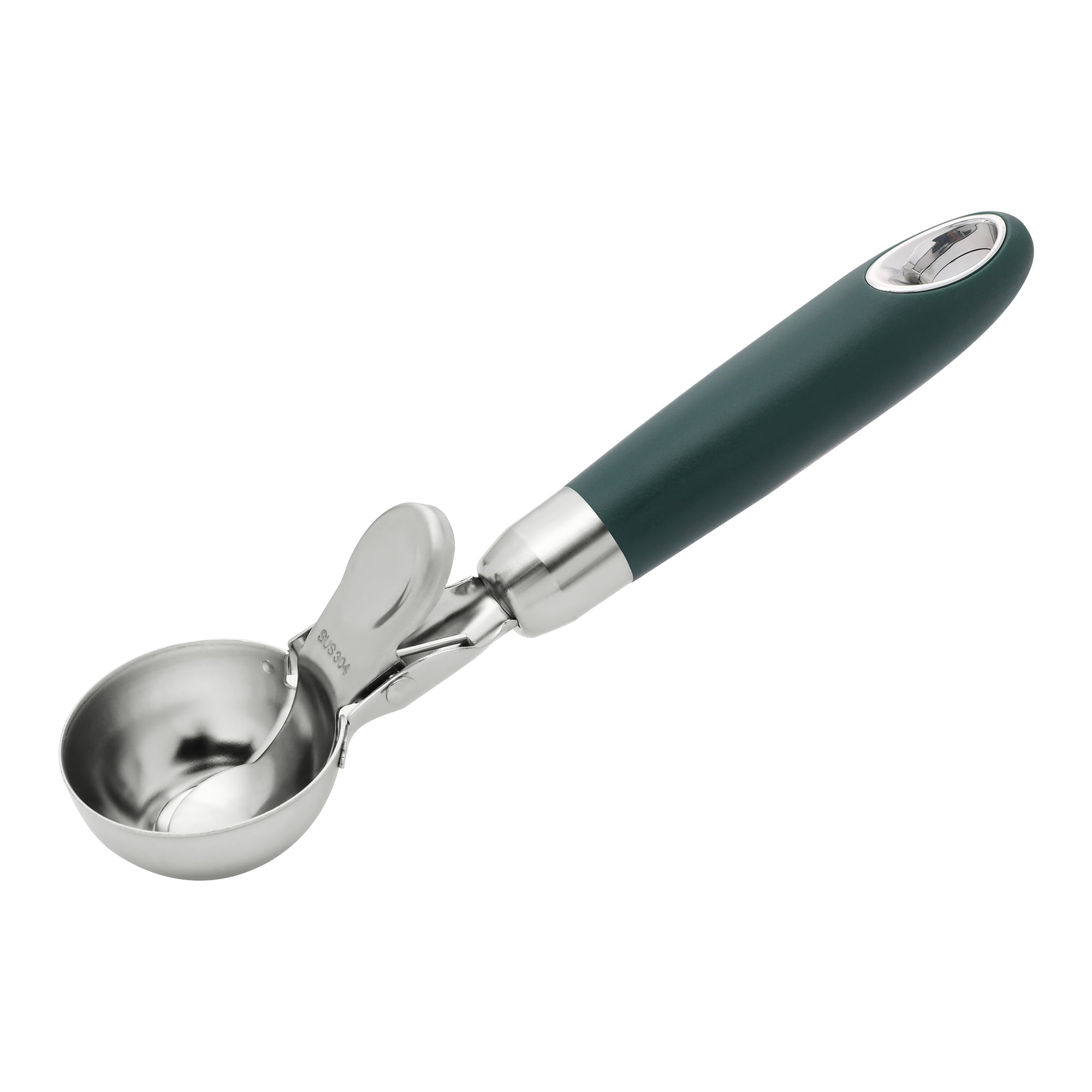 Unique Bargains Stainless Steel Ice Cream Scoop for Release Dark Green 7.7in