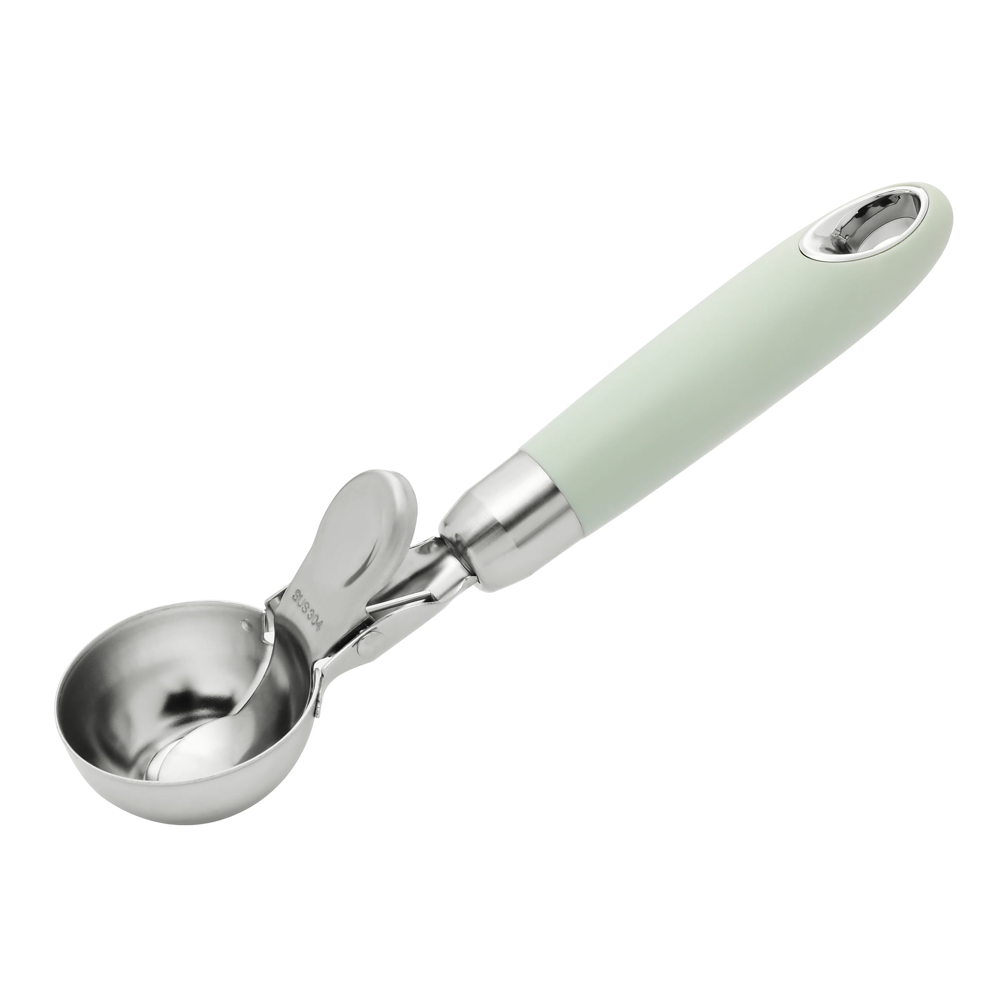 Unique Bargains Stainless Steel Ice Cream Scoop for Release Light Green 8in