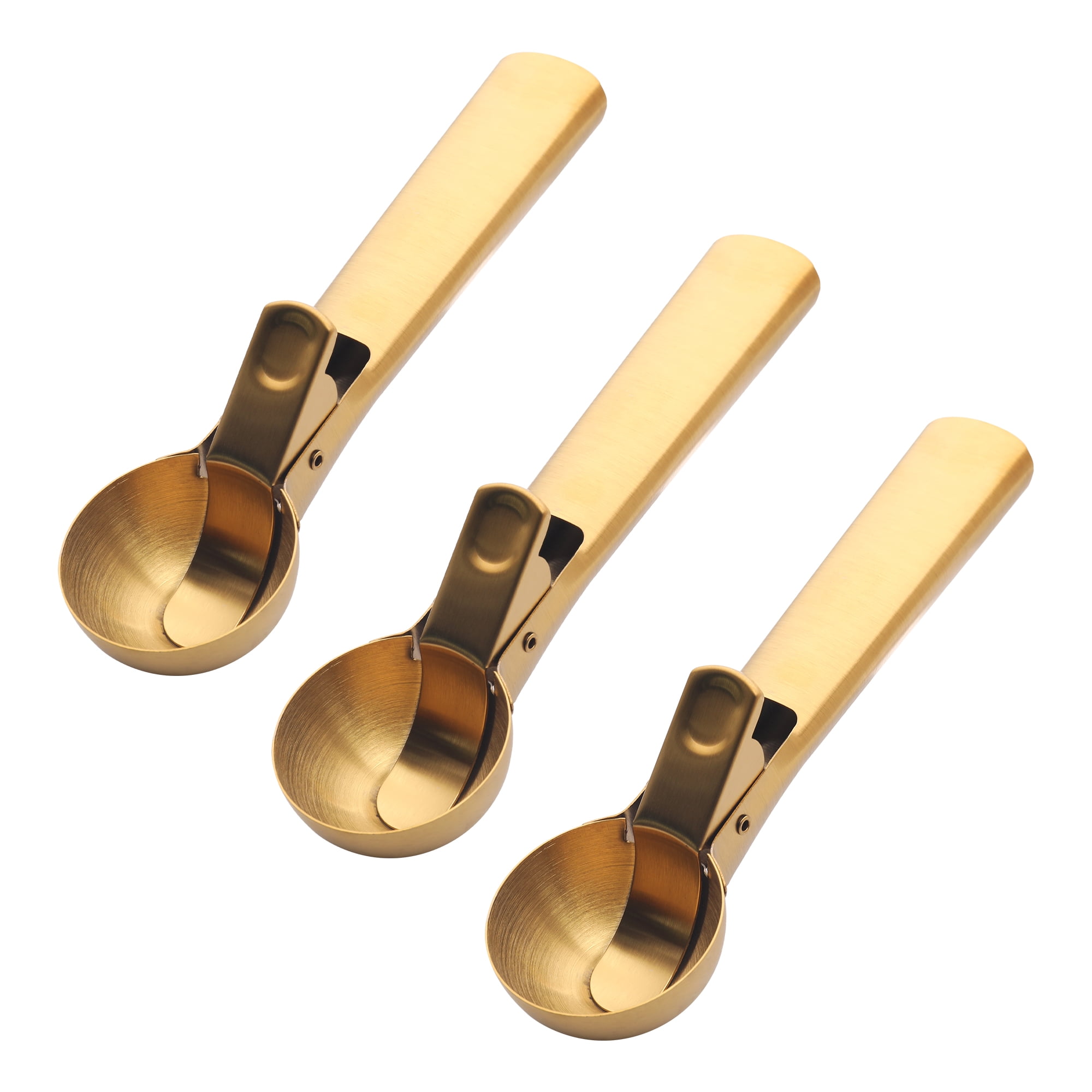 Unique Bargains Stainless Steel Ice Cream Scoop with Durable Handle Gold1 7.2in