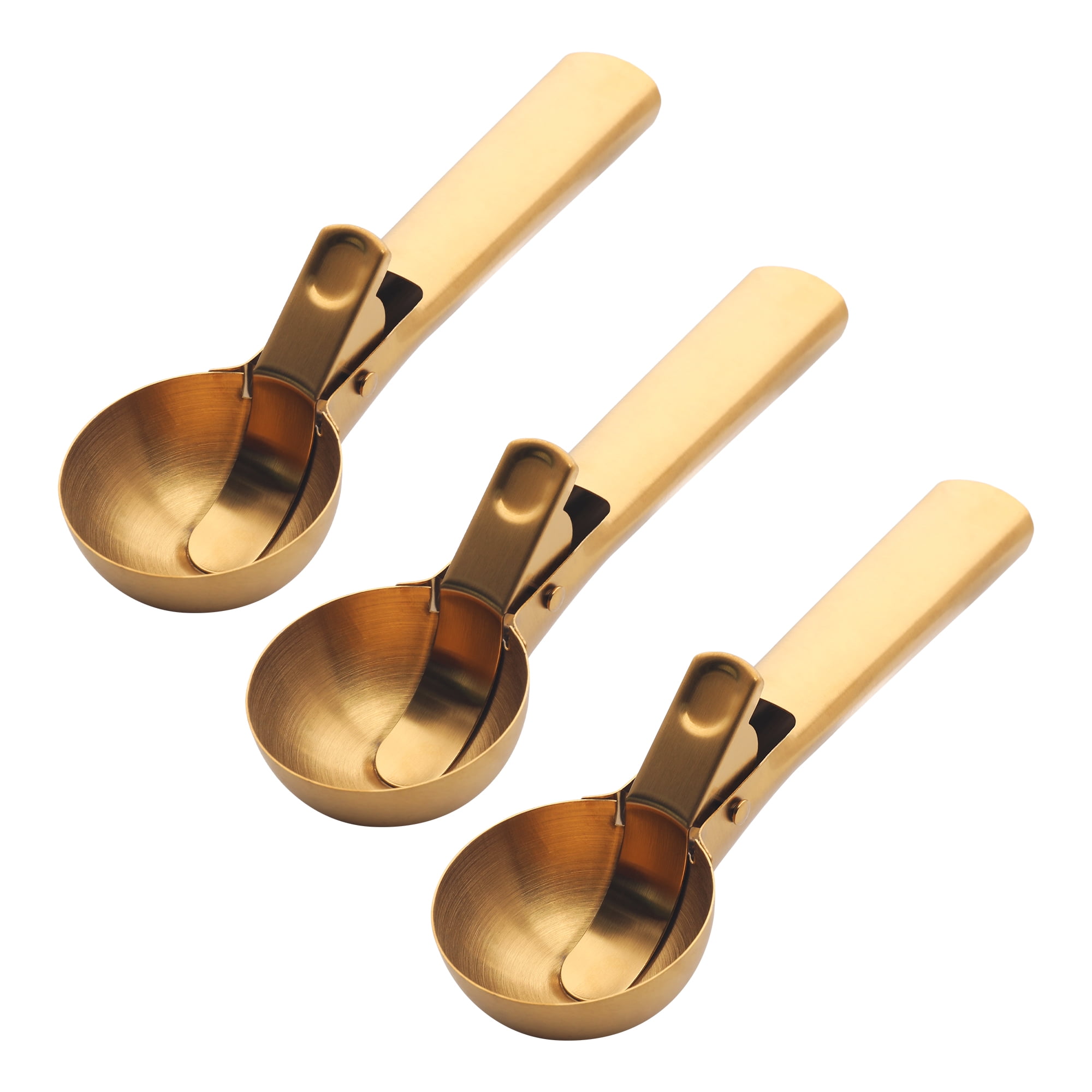 Unique Bargains Stainless Steel Ice Cream Scoop with Durable Handle Gold1 7.6in