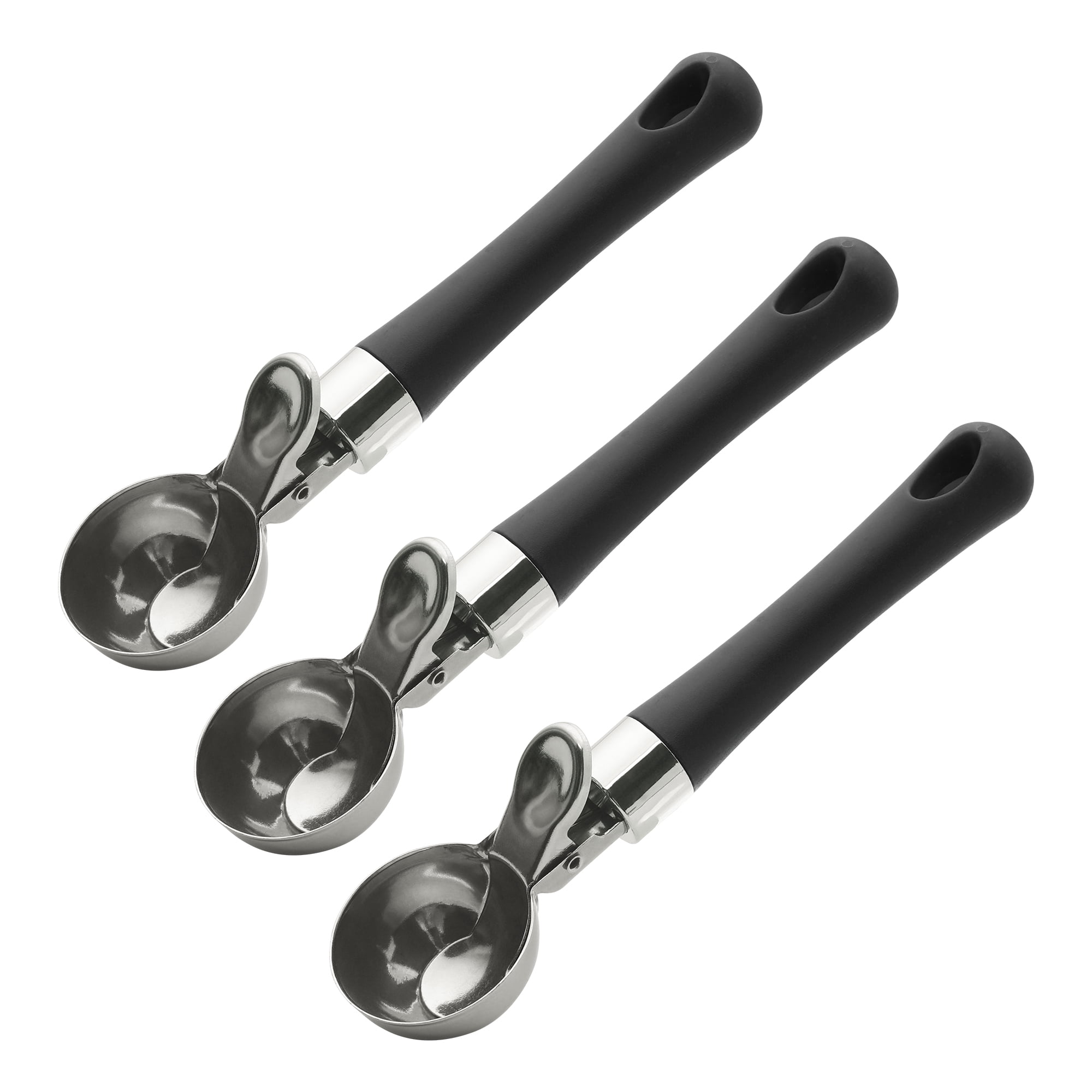 Unique Bargains Stainless Steel Ice Cream Scoop with Ergonomic Handle Dark Black