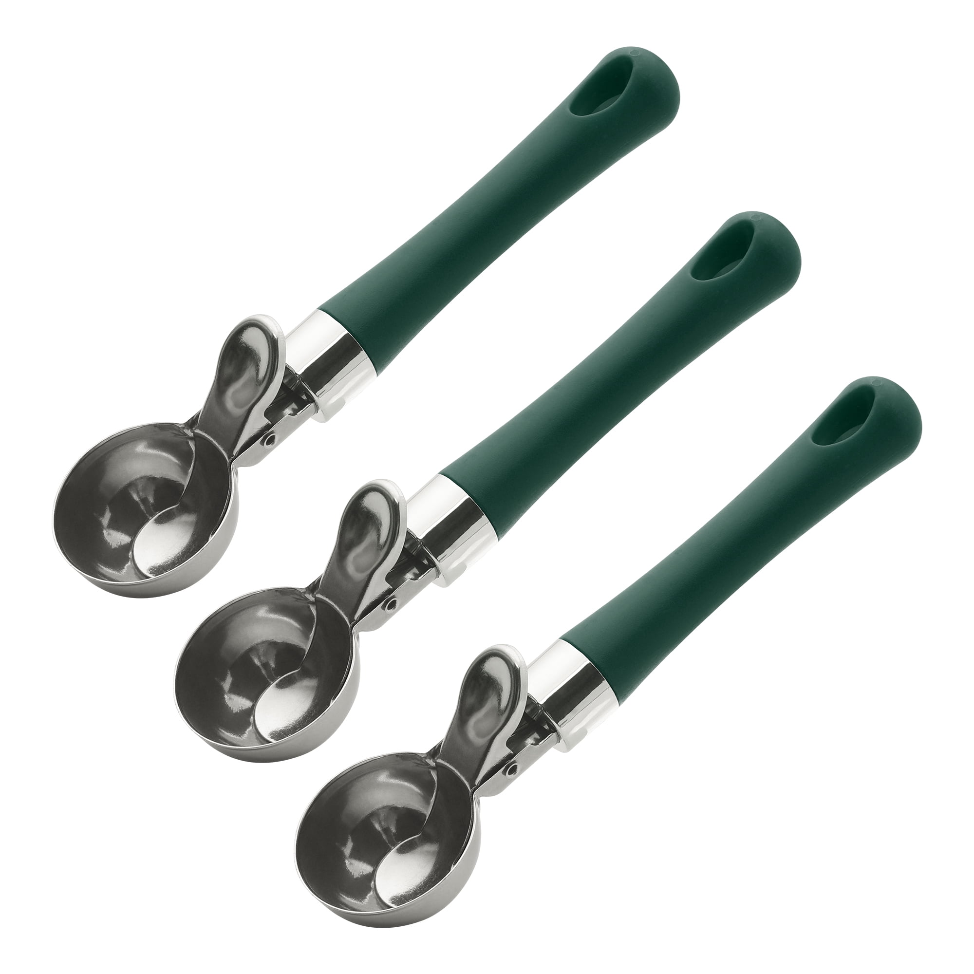 Unique Bargains Stainless Steel Ice Cream Scoop with Ergonomic Handle Green
