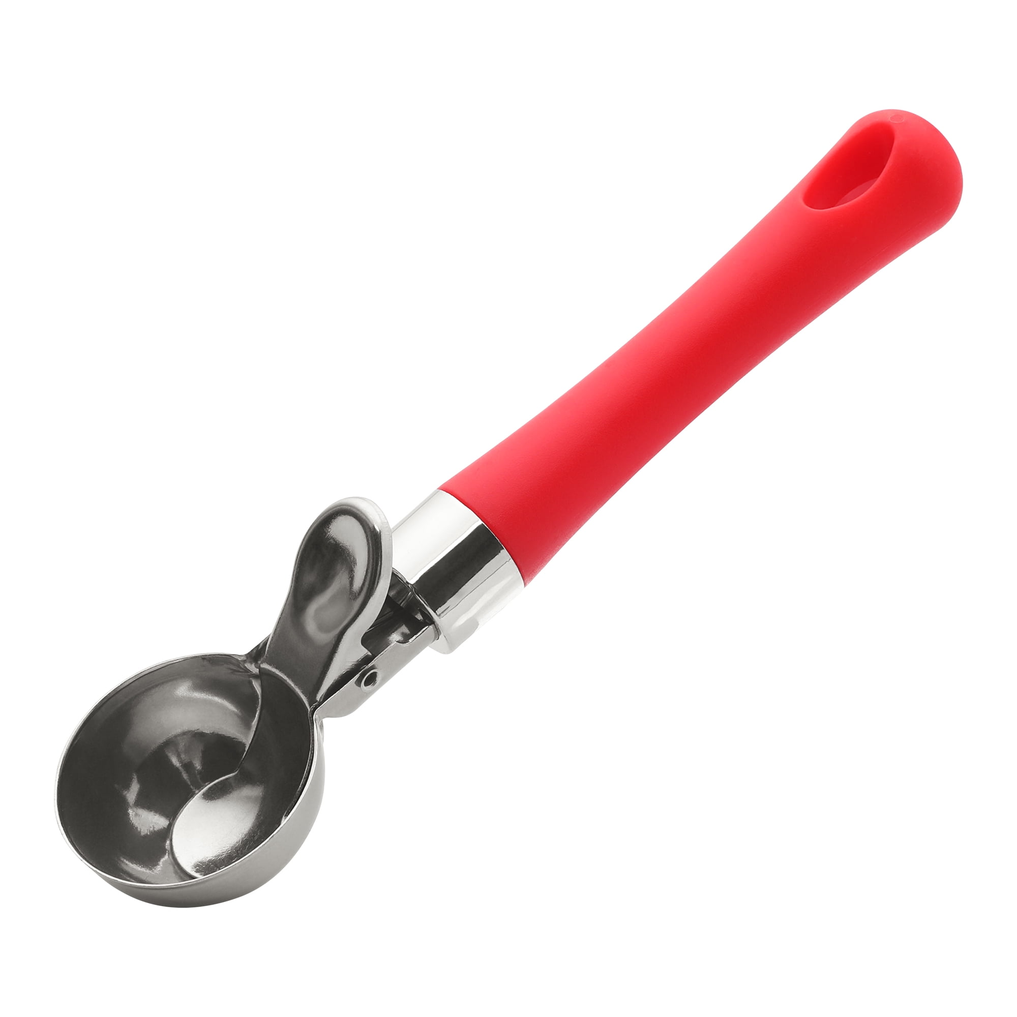 Unique Bargains Stainless Steel Ice Cream Scoop with Ergonomic Handle Rose Red