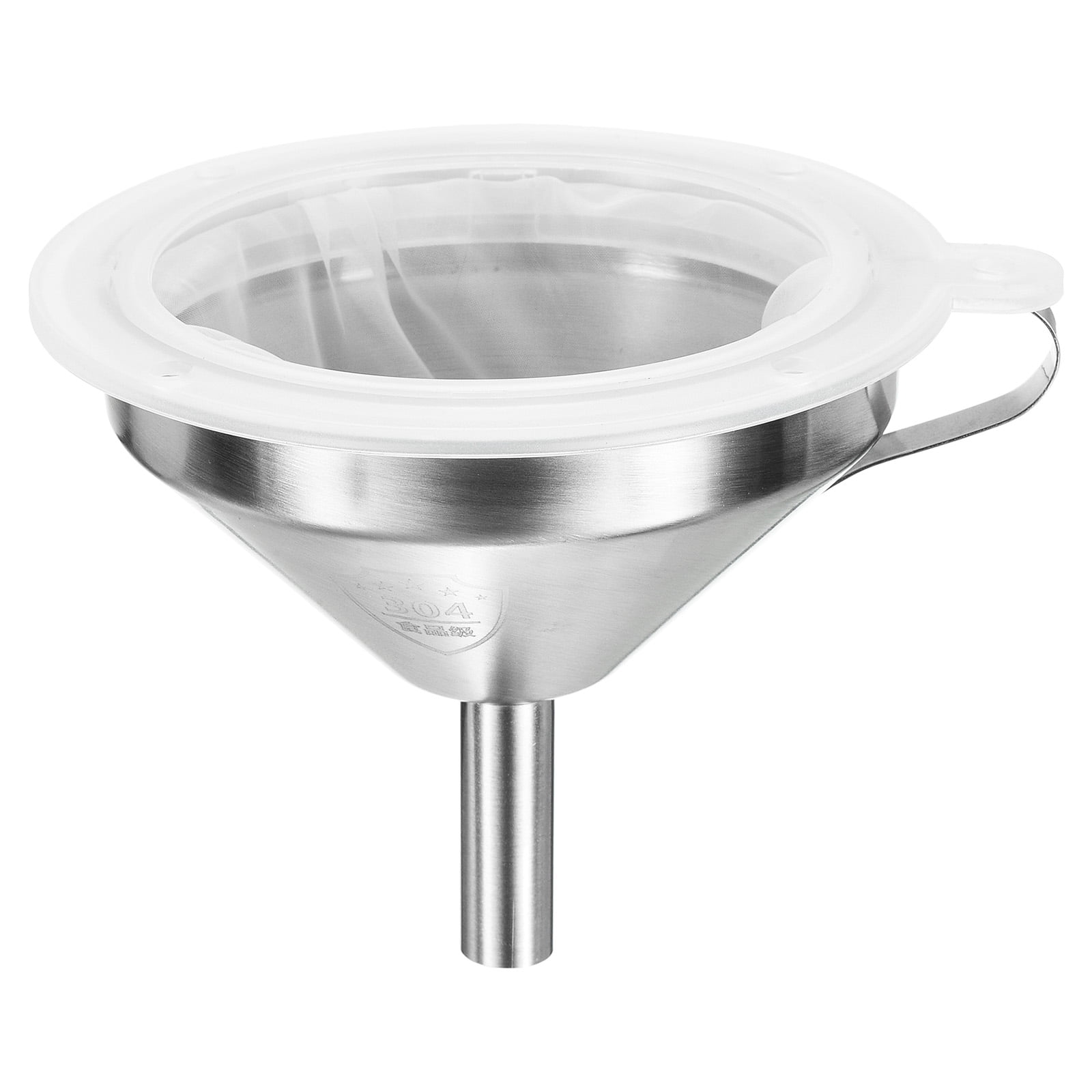 Unique Bargains Stainless Steel Kitchen Funnel with Mesh Strainer White Silver 400 Mesh