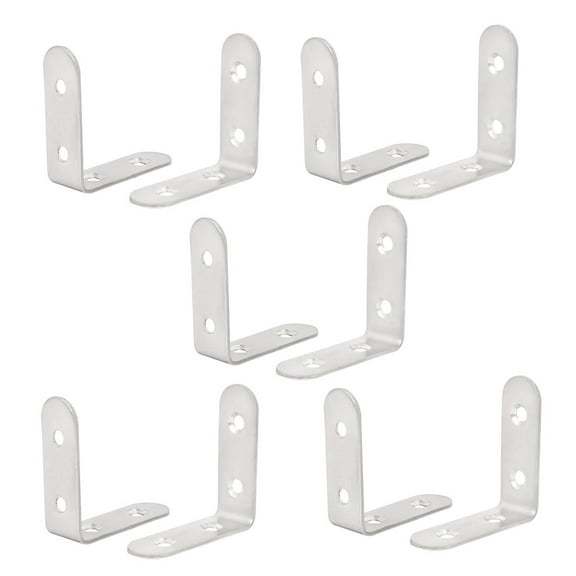 Unique Bargains Stainless Steel L Shaped Angle Brackets Shelf Supports 1.97"X1.97" 10 pcs