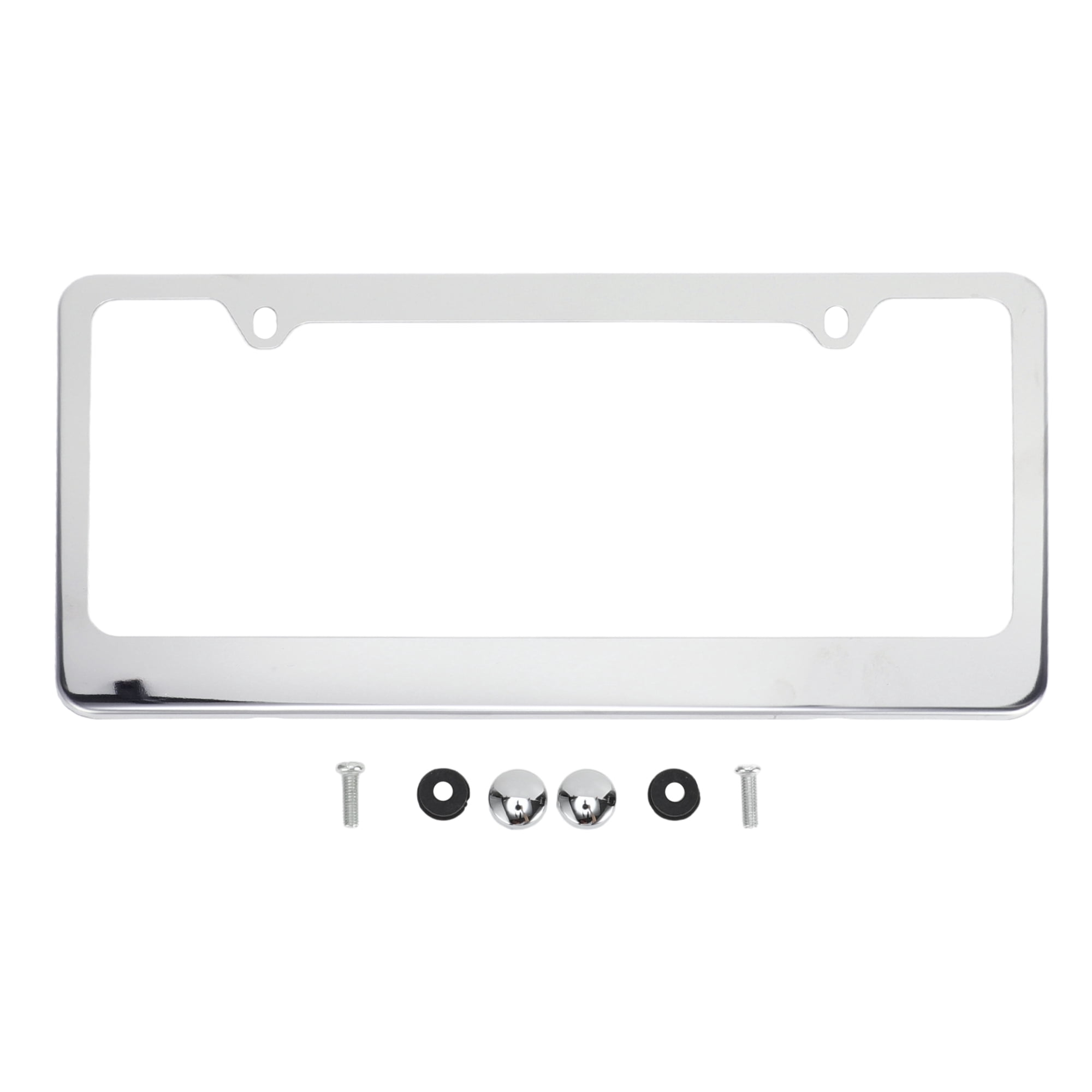 Unique Bargains Stainless Steel License Plate Holder Durable Mirror Polished Silver Tone