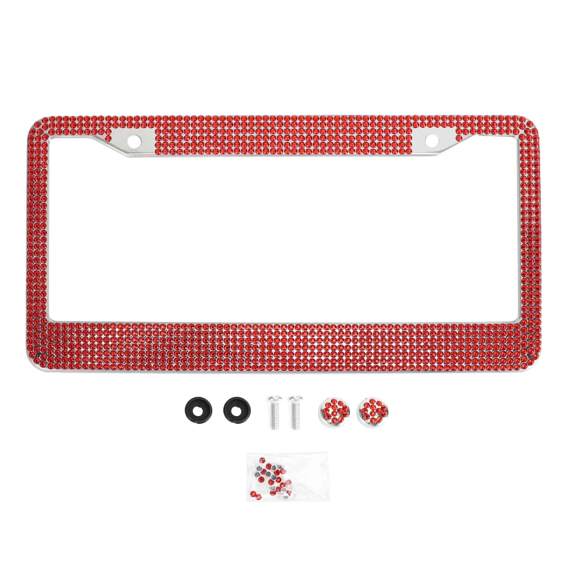 Unique Bargains Stainless Steel License Plate Holder with Round Holes Red