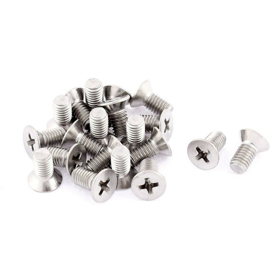 Unique Bargains Stainless Steel M5 x 10mm Phillips Round Head Countersunk Bolts Machine Screws 20Pcs