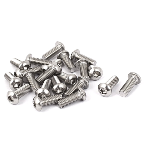 Unique Bargains Stainless Steel M6 x 16mm Full Thread Button Head Socket Cap Screw Silver Tone 60 Pcs