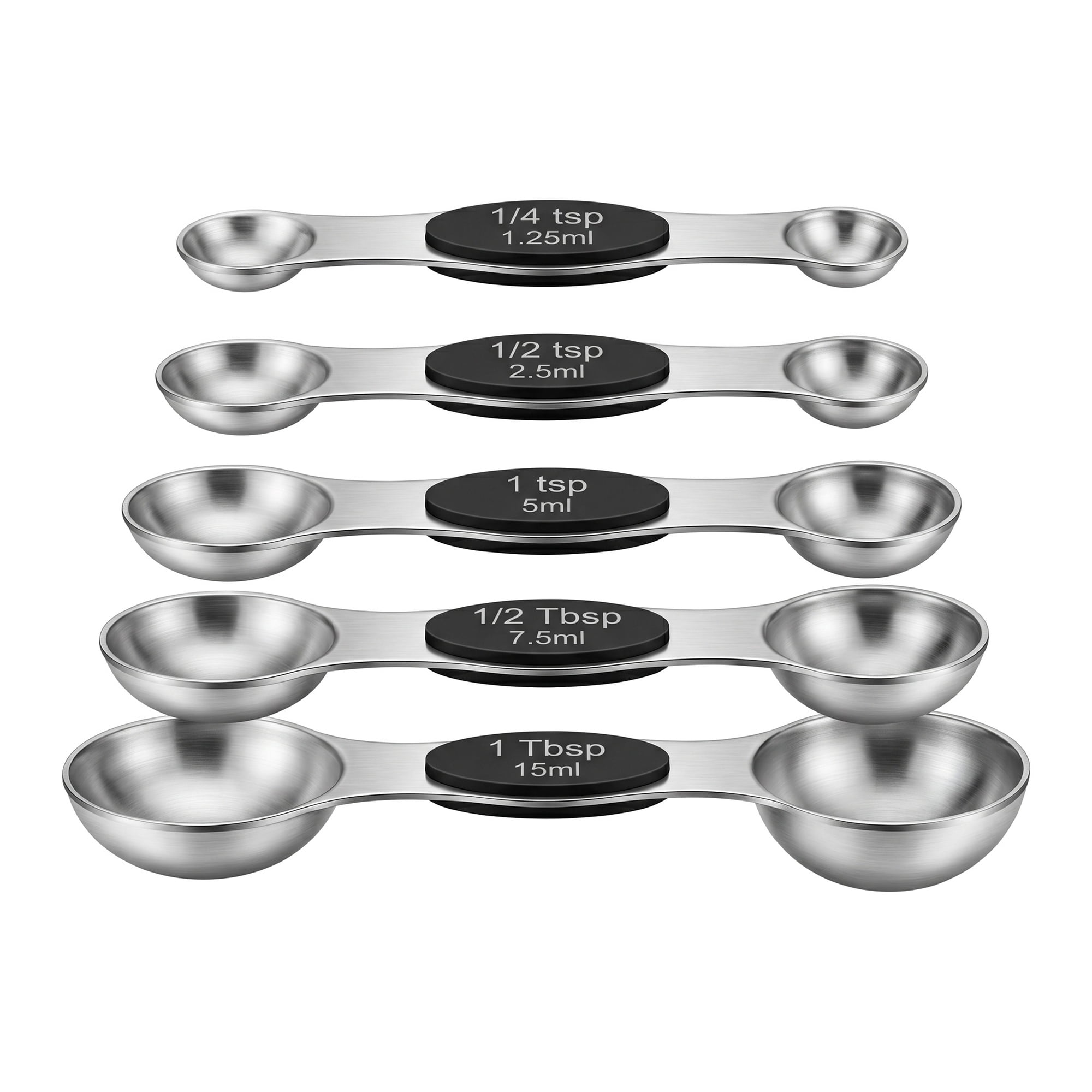 Unique Bargains Stainless Steel Magnetic Measuring Spoons for Easy Storage Black 5Pcs