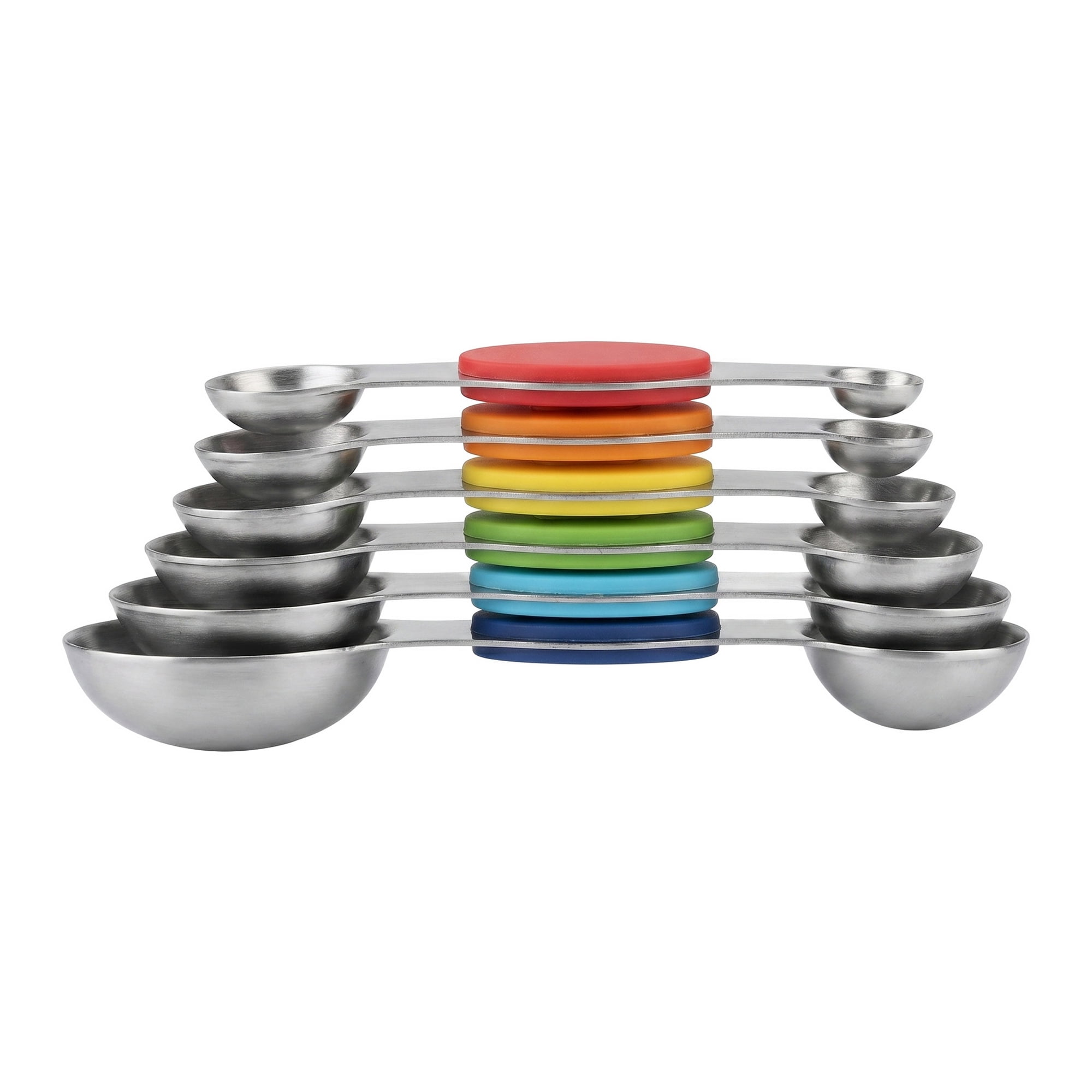 Unique Bargains Stainless Steel Magnetic Measuring Spoons for Easy Storage Colorful 6Pcs