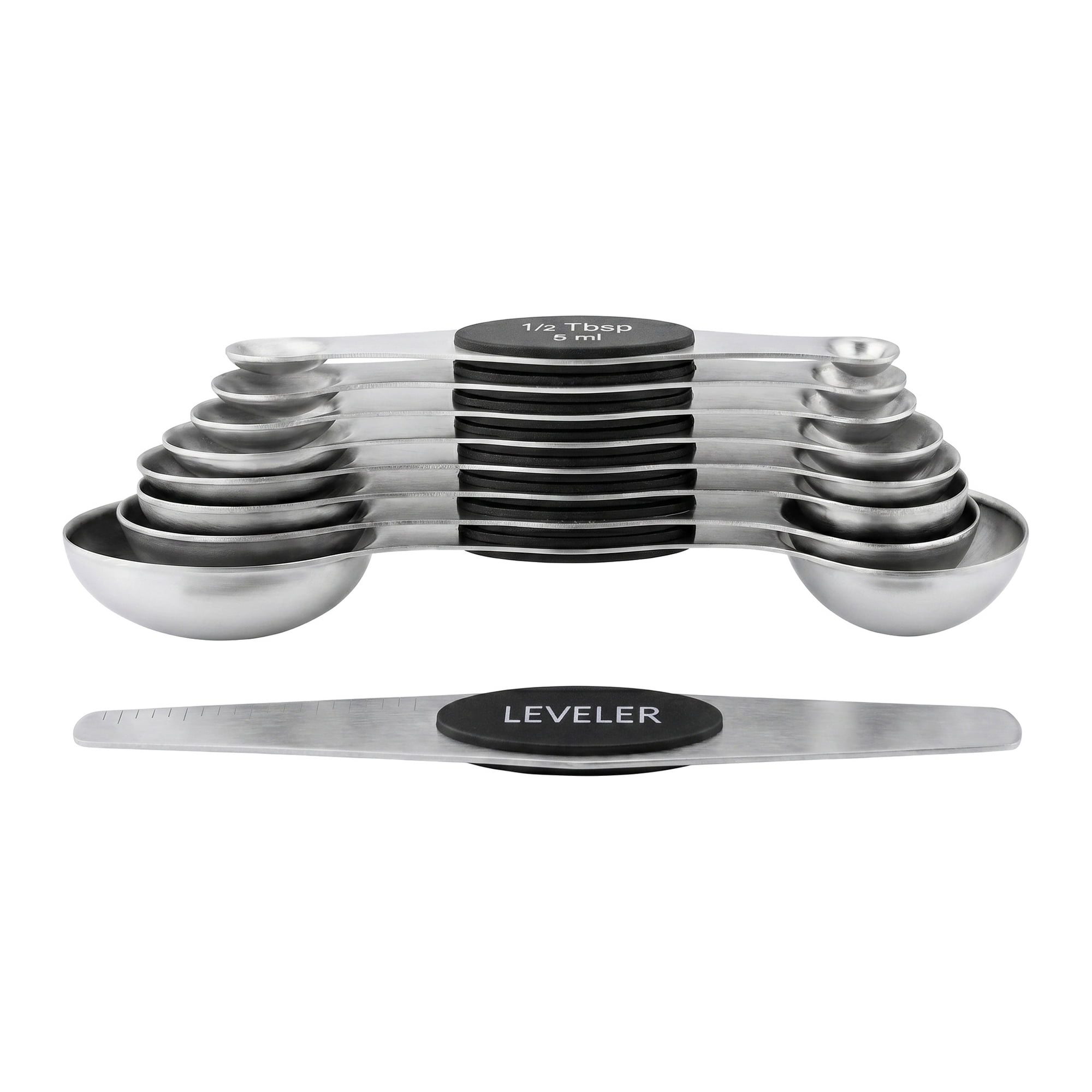Unique Bargains Stainless Steel Magnetic Measuring Spoons for Easy Storage Silver 9Pcs