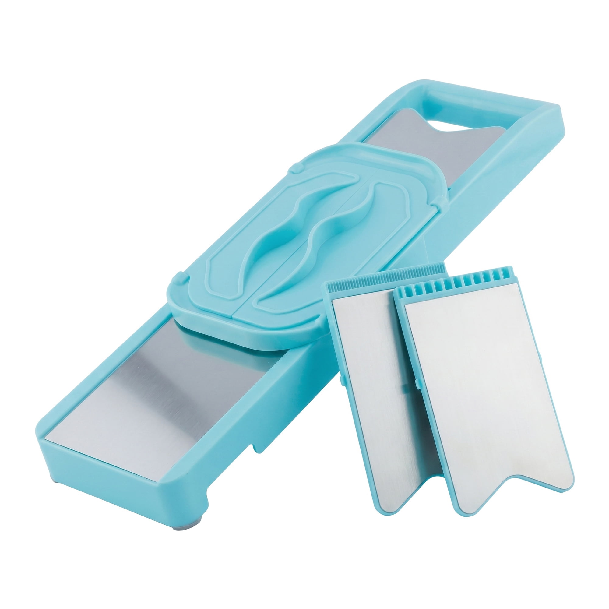 Unique Bargains Stainless Steel Mandoline Slicer with Safety Guard 2 in 1(A) 14.8"x3.9"