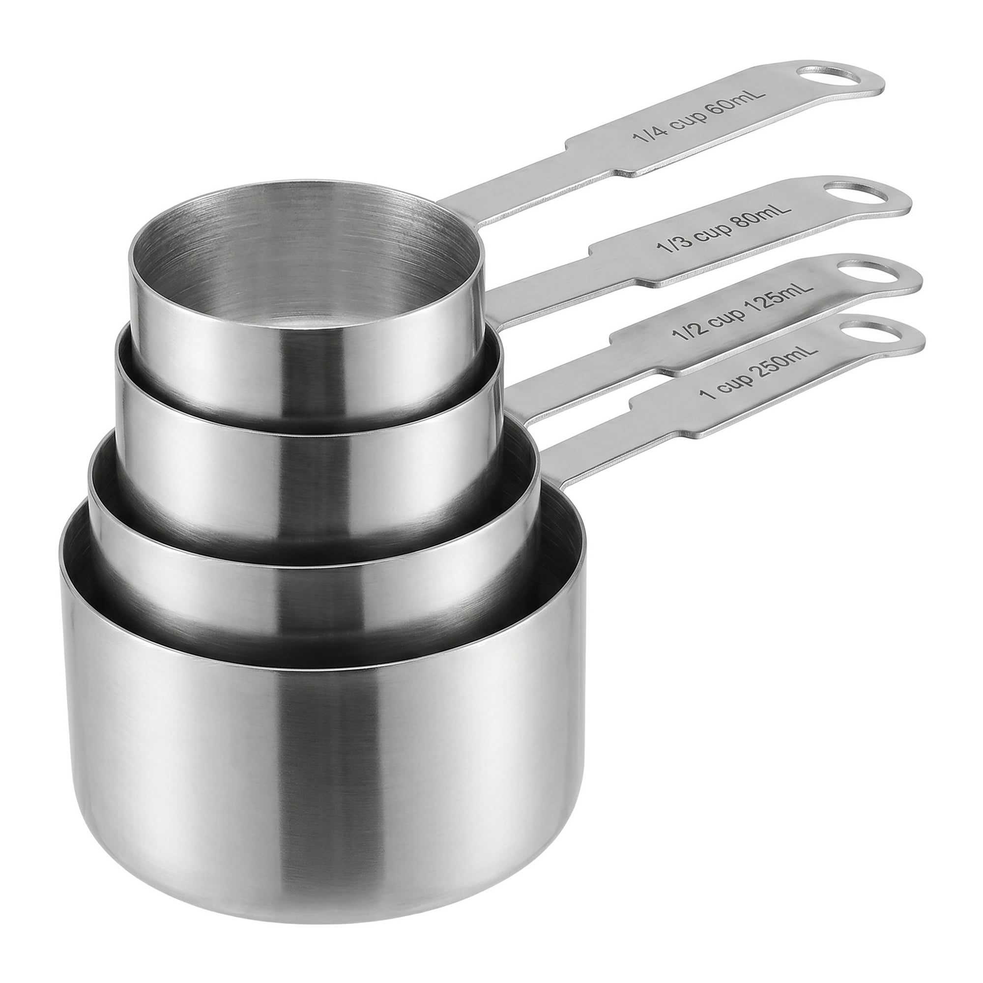 Unique Bargains Stainless Steel Measuring Cups and Spoons Set for Cooks Silver-A 4Pcs