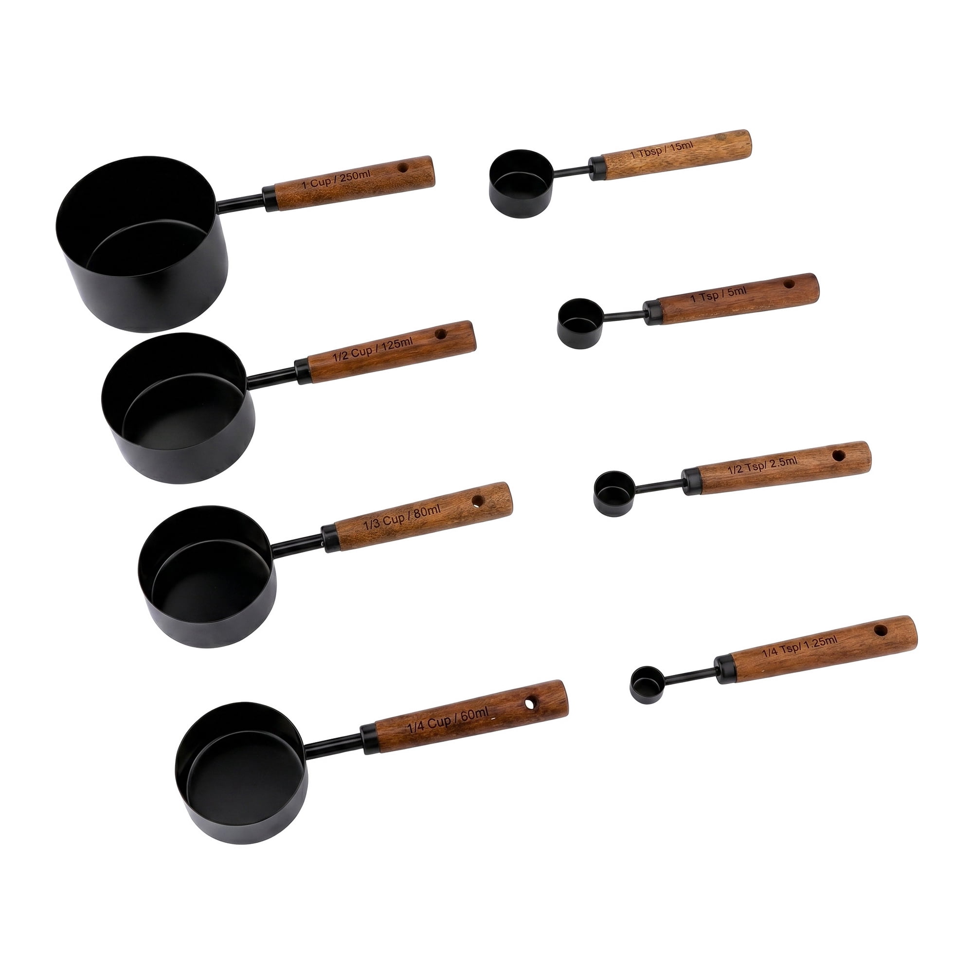 Unique Bargains Stainless Steel Measuring Durable Metal Spoons for Cooking Black 8Pcs