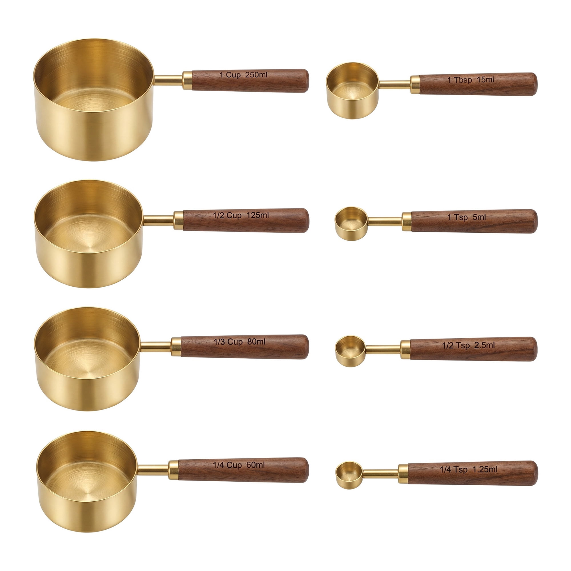 Unique Bargains Stainless Steel Measuring Durable Metal Spoons for Cooking Gold-A 8Pcs